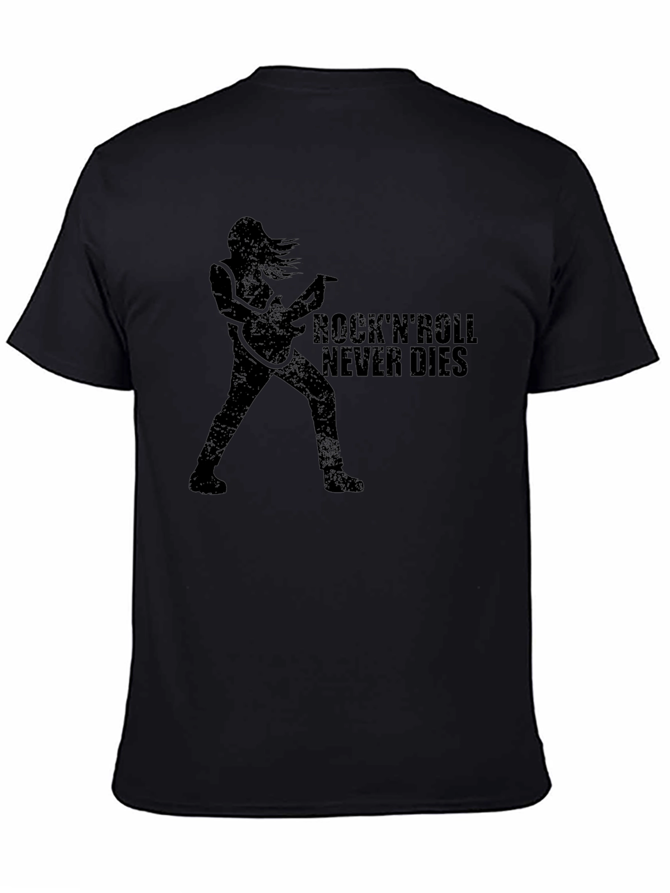 Black Rock'n'Roll Never Dies T-Shirt - Black Graphic Tee view 4