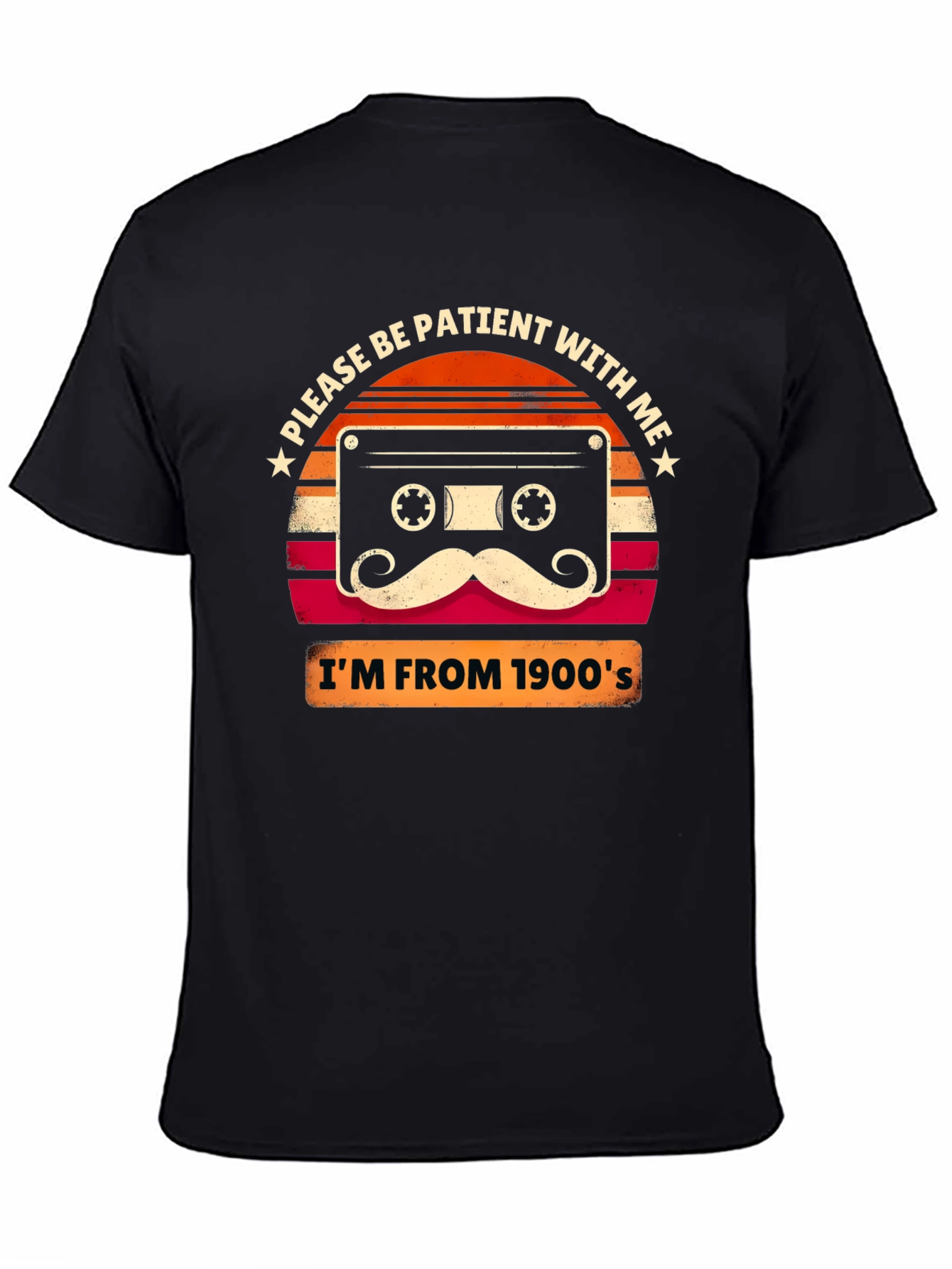 Black Retro Cassette Tape 1900s Graphic T-Shirt view 4