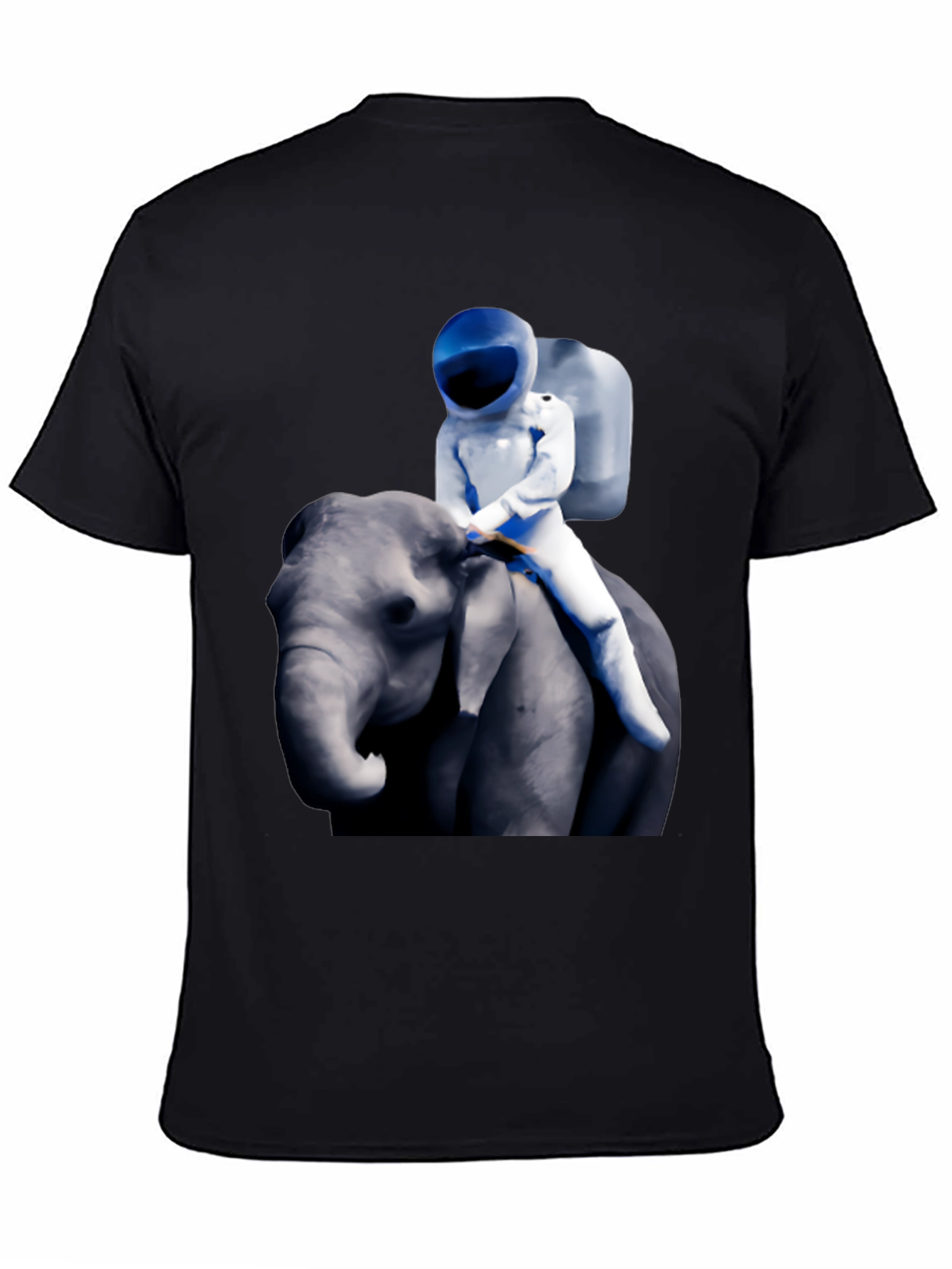 Black Astronaut Riding Elephant Graphic T-Shirt view 4