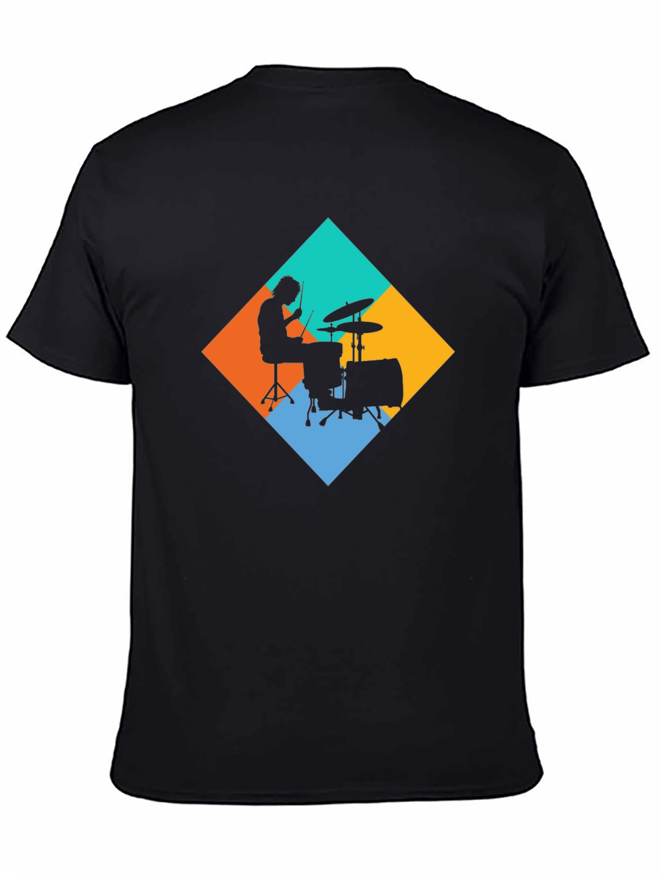 Black Drummer Graphic Tee - Black Cotton Blend T-Shirt view 4