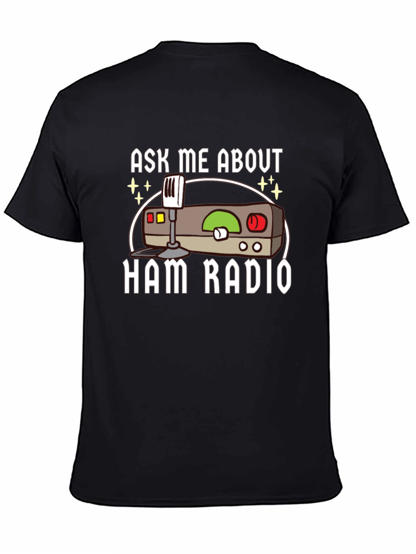 Black Ask Me About Ham Radio T-Shirt view 4