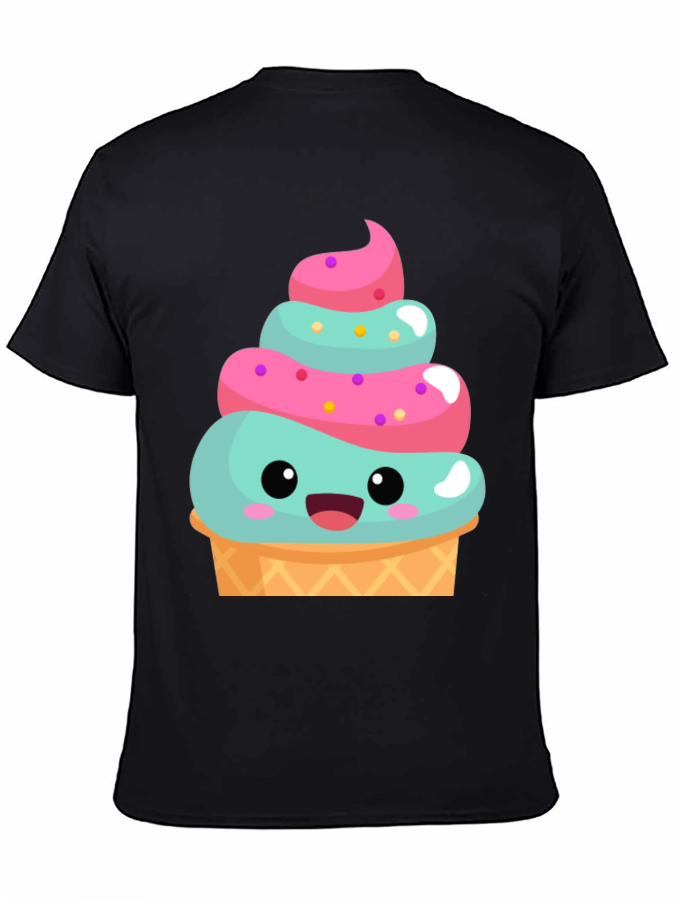 Black Cute Ice Cream Cone Graphic Tee - Fun Summer Shirt view 4