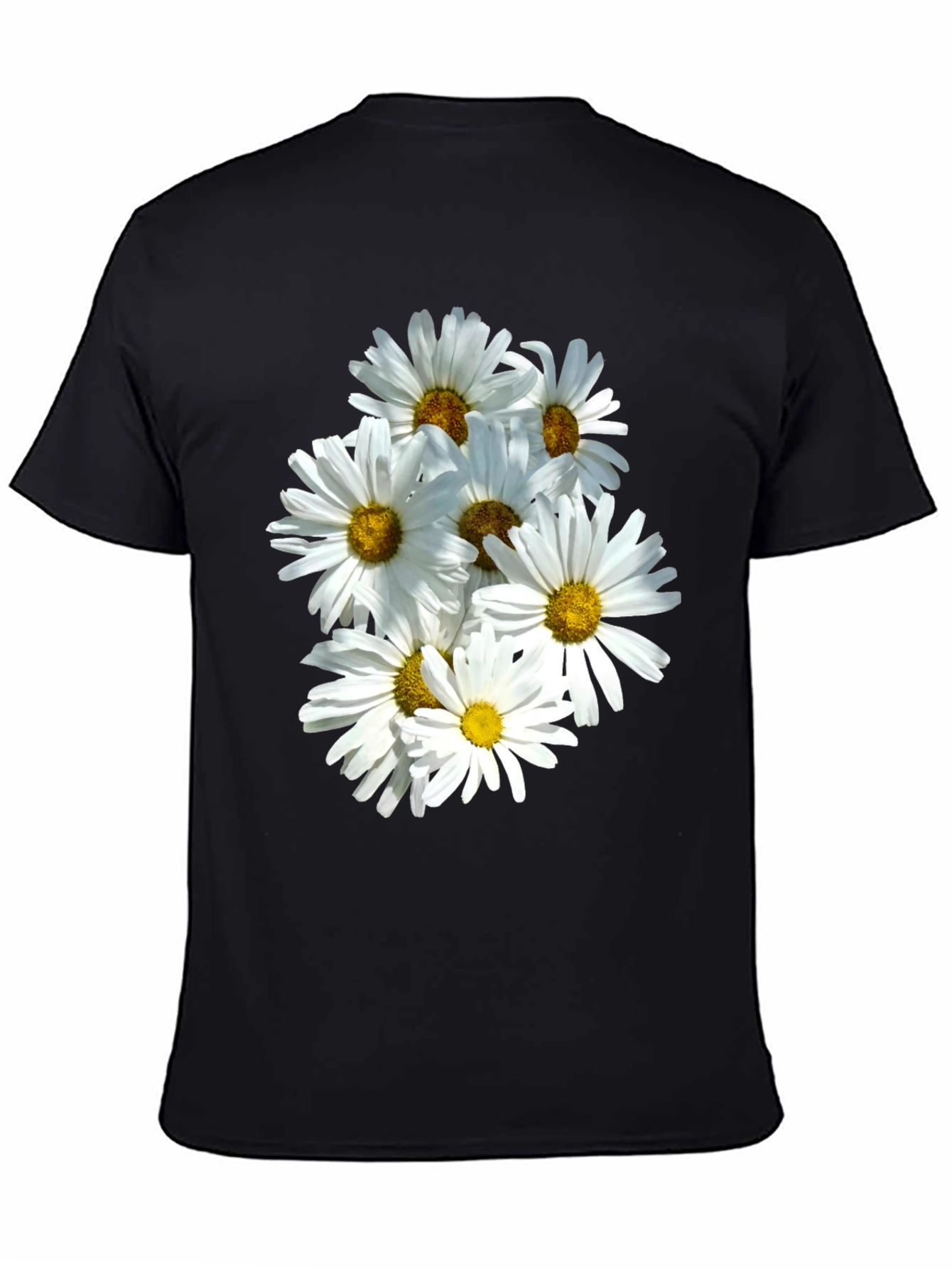 Black Daisy Flower T-Shirt - Black Cotton Graphic Tee view 4