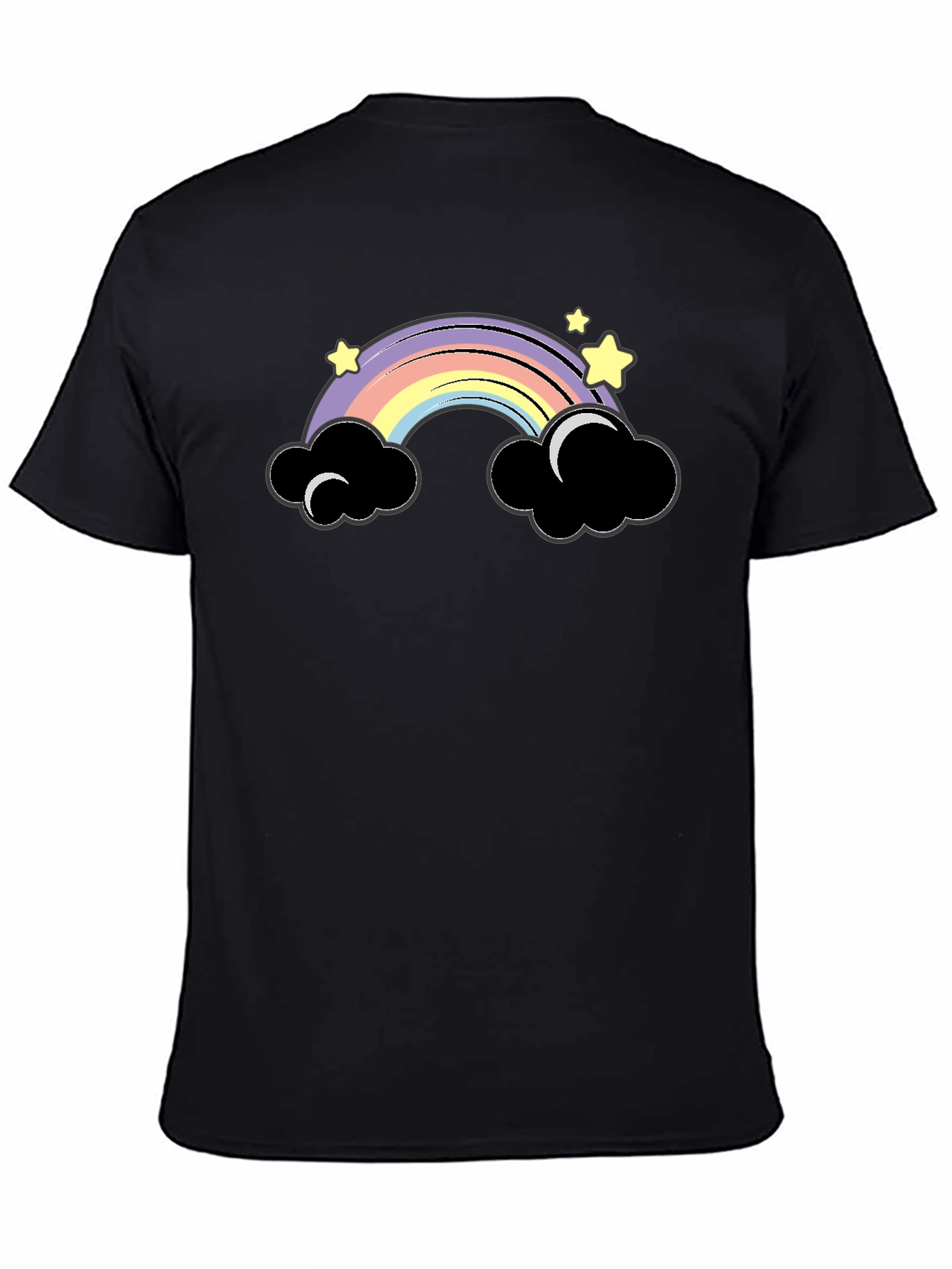 Black Rainbow Clouds Graphic Tee - Unisex Black T-Shirt view 4