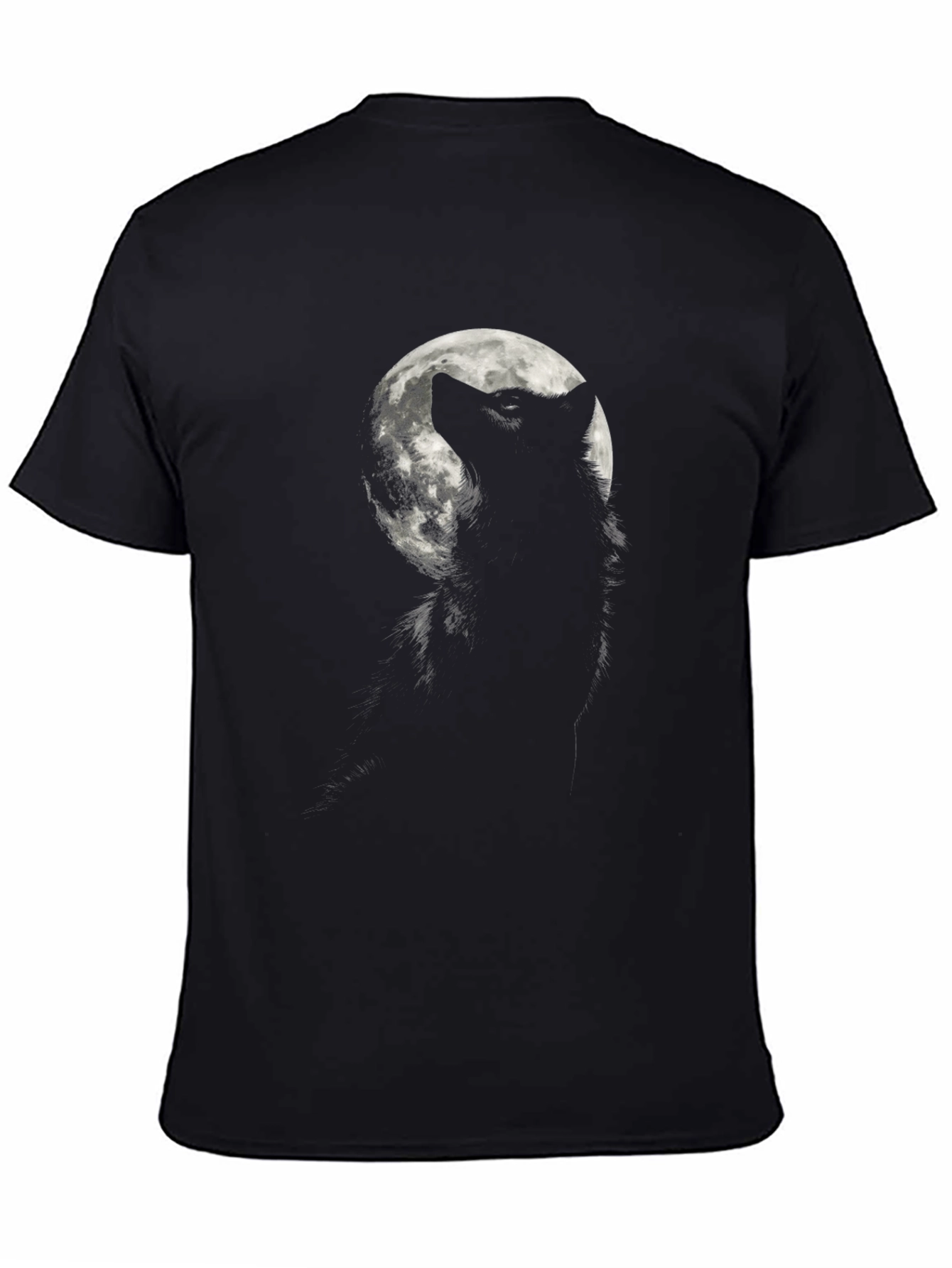 Black Wolf Moon Graphic Tee - Black Cotton T-Shirt view 4