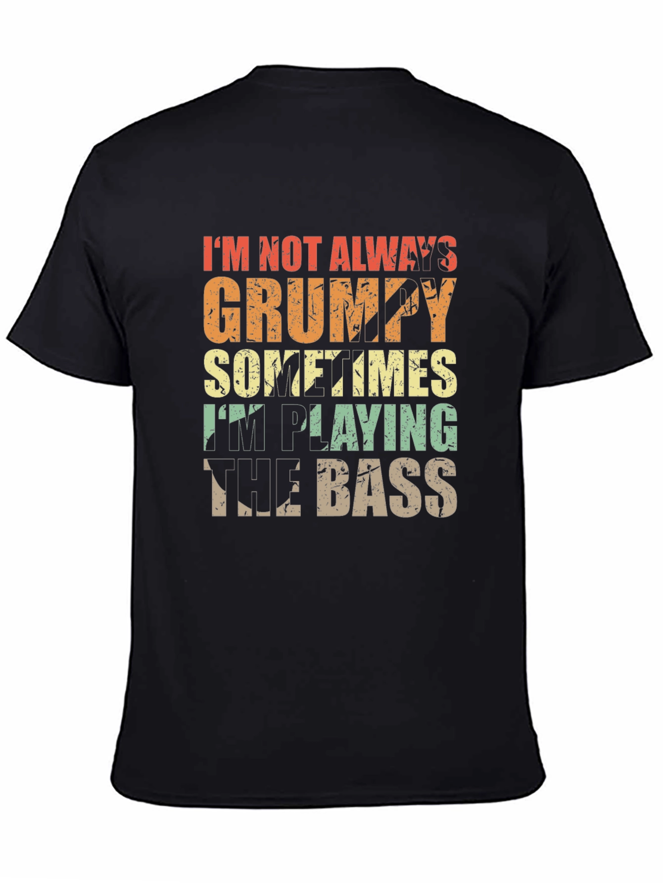 Black Grumpy Bass Player Black T-Shirt view 4