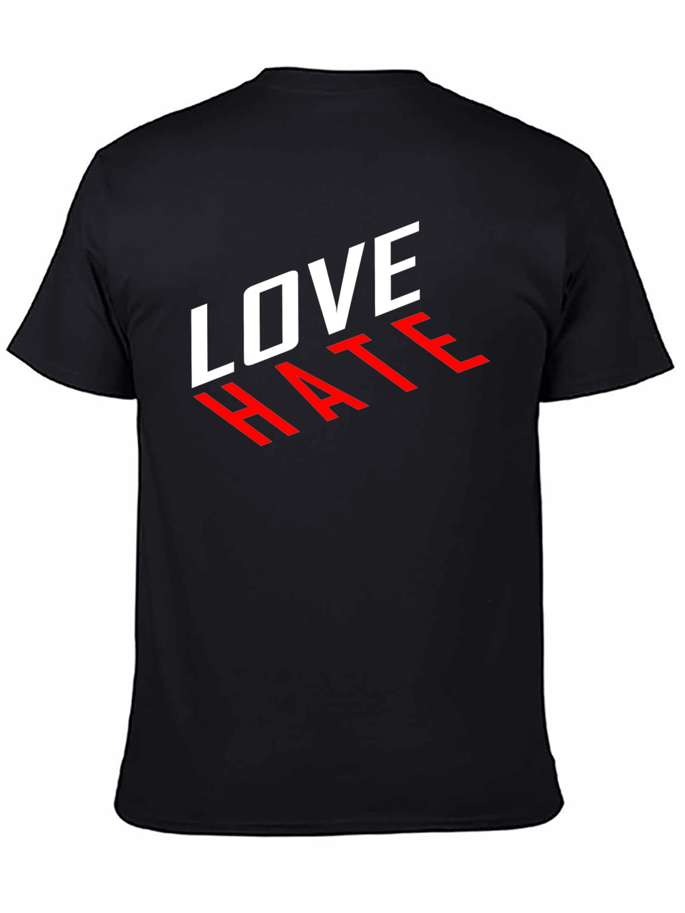 Black Love Hate Graphic Tee - Stylish Contrast Design view 4