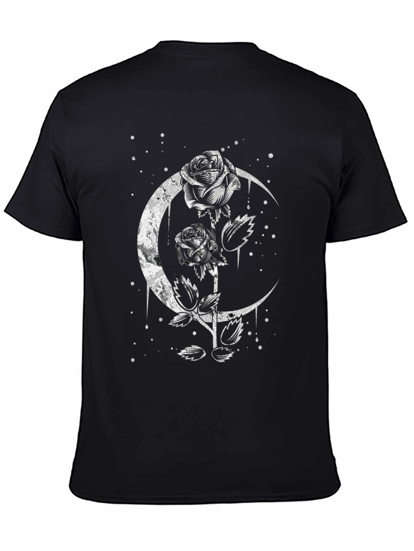 Black Gothic Rose & Moon Graphic Tee view 4