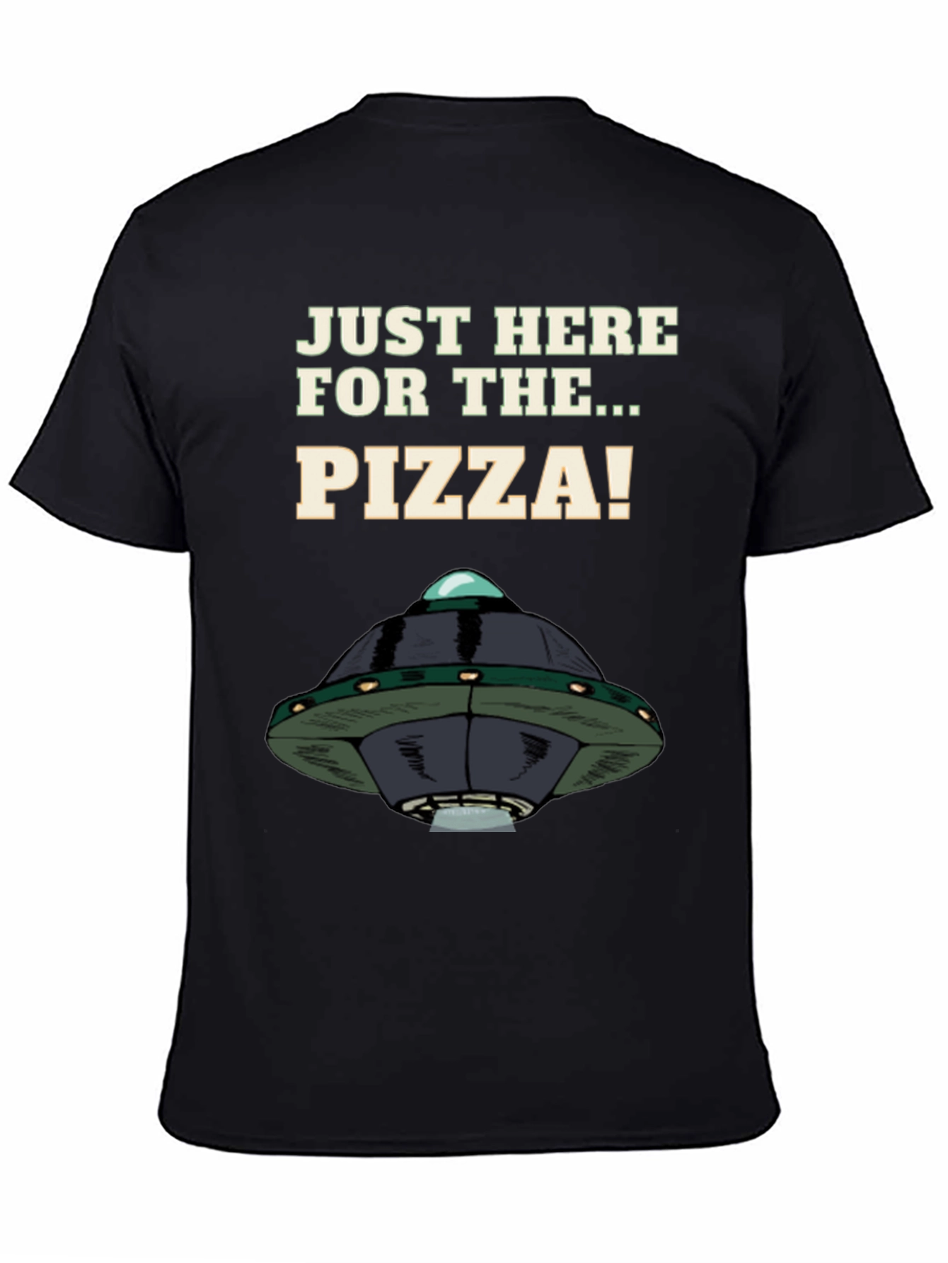 Black Pizza Alien T-Shirt - Funny Graphic Tee view 4