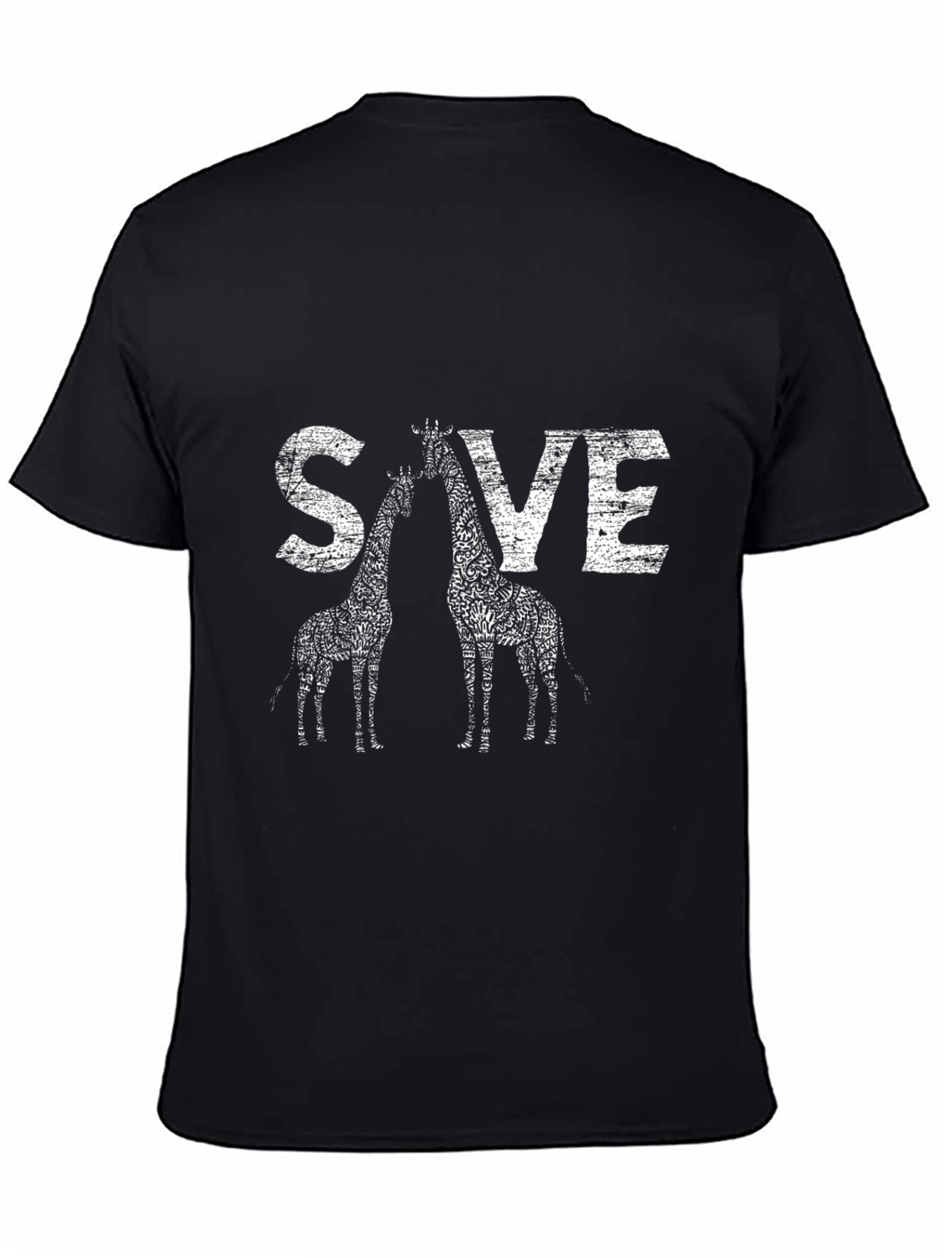 Black Save Giraffes Graphic Tee - Black Crew Neck view 4