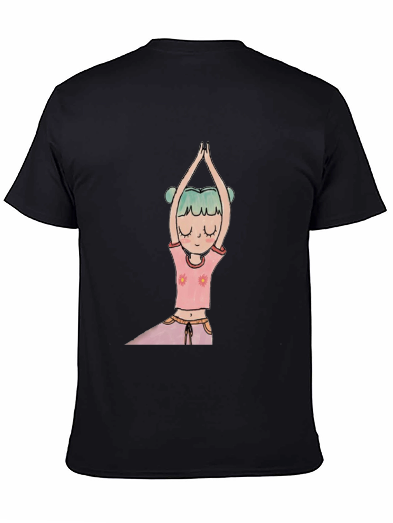 Black Yoga Girl Graphic Tee - Black Cotton Blend view 4