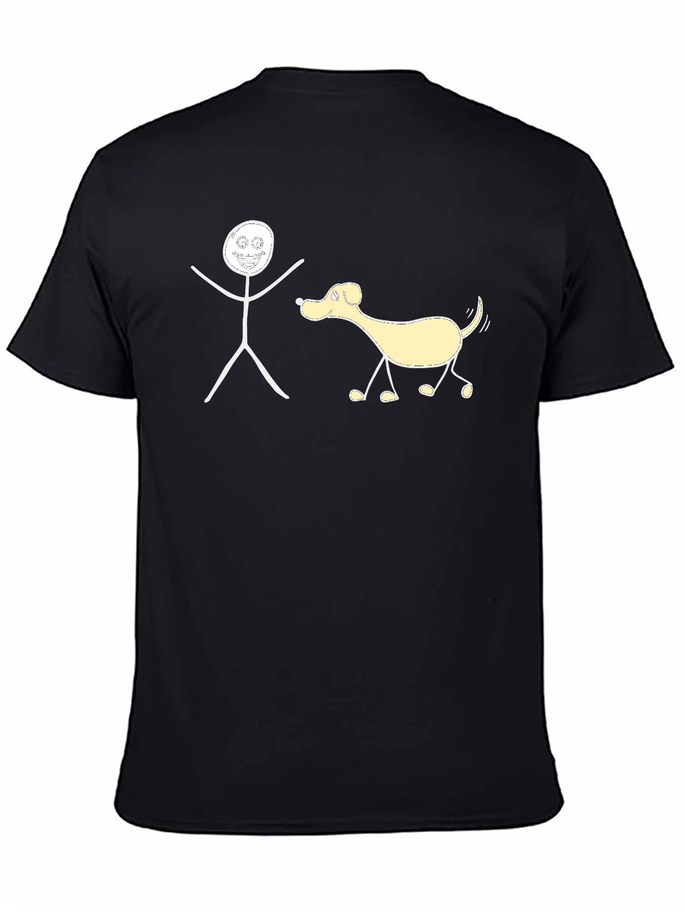 Black Funny Stick Figure Dog Walker T-Shirt view 4