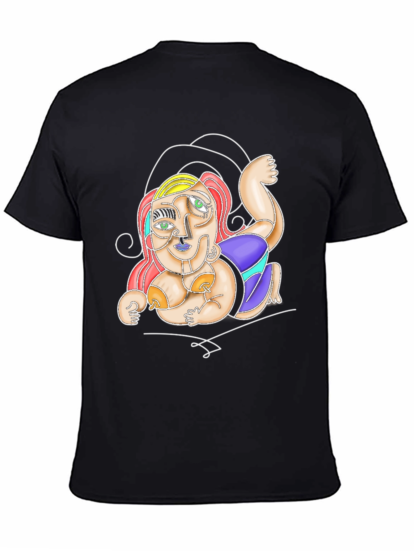 Black Abstract Art T-Shirt - Unique Artistic Design view 4