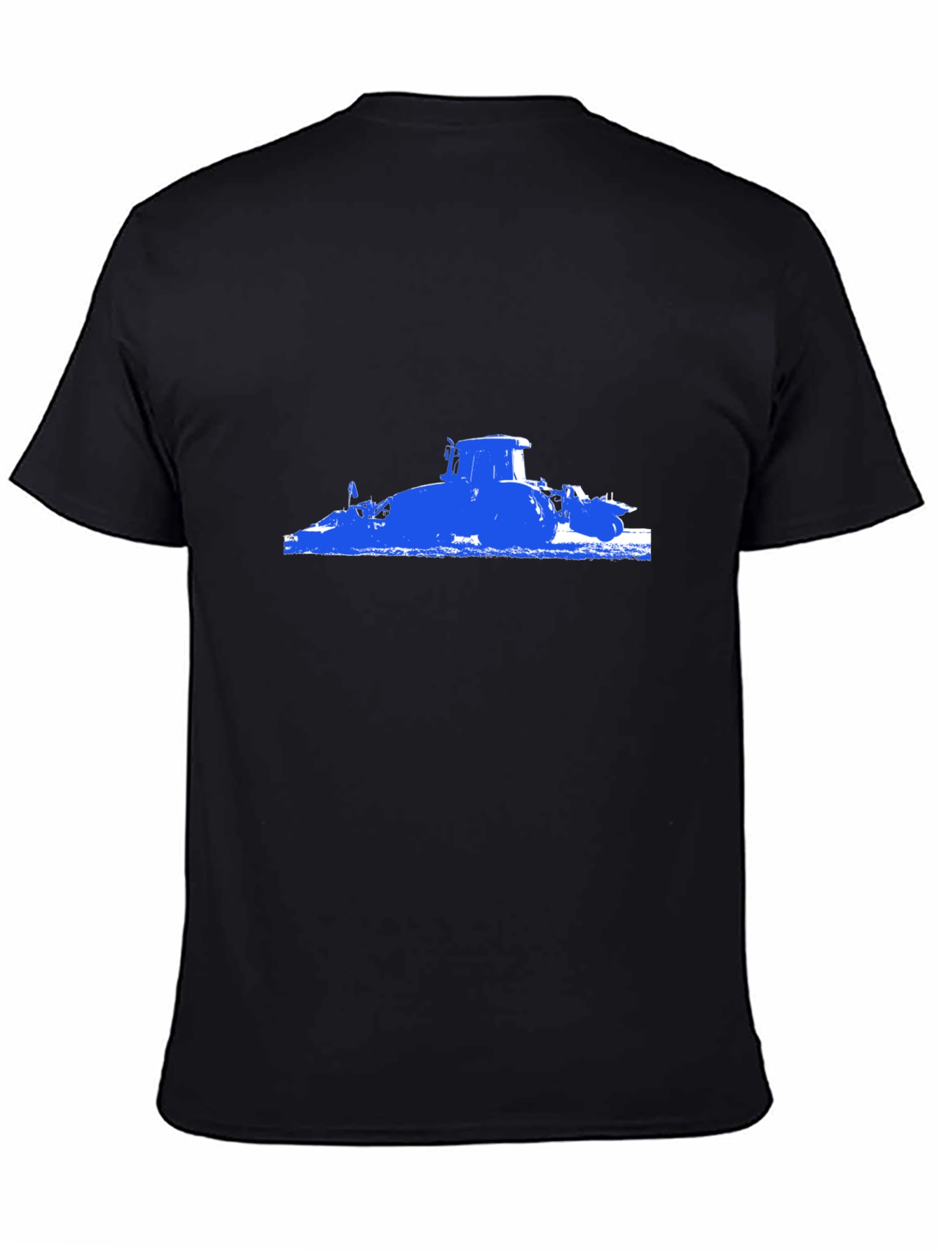 Black Blue Tractor Graphic Black T-Shirt view 4
