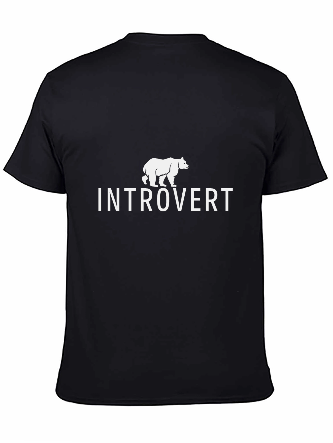Black Introvert Bear Graphic Tee - Soft Cotton T-Shirt view 4