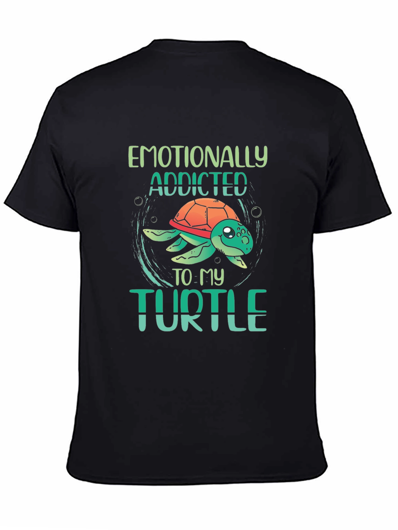 Black Emotionally Addicted to My Turtle Black T-Shirt view 4