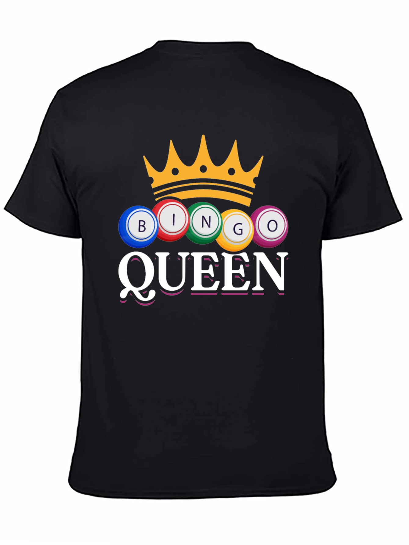 Black Bingo Queen T-Shirt Crown Game Night Tee view 4