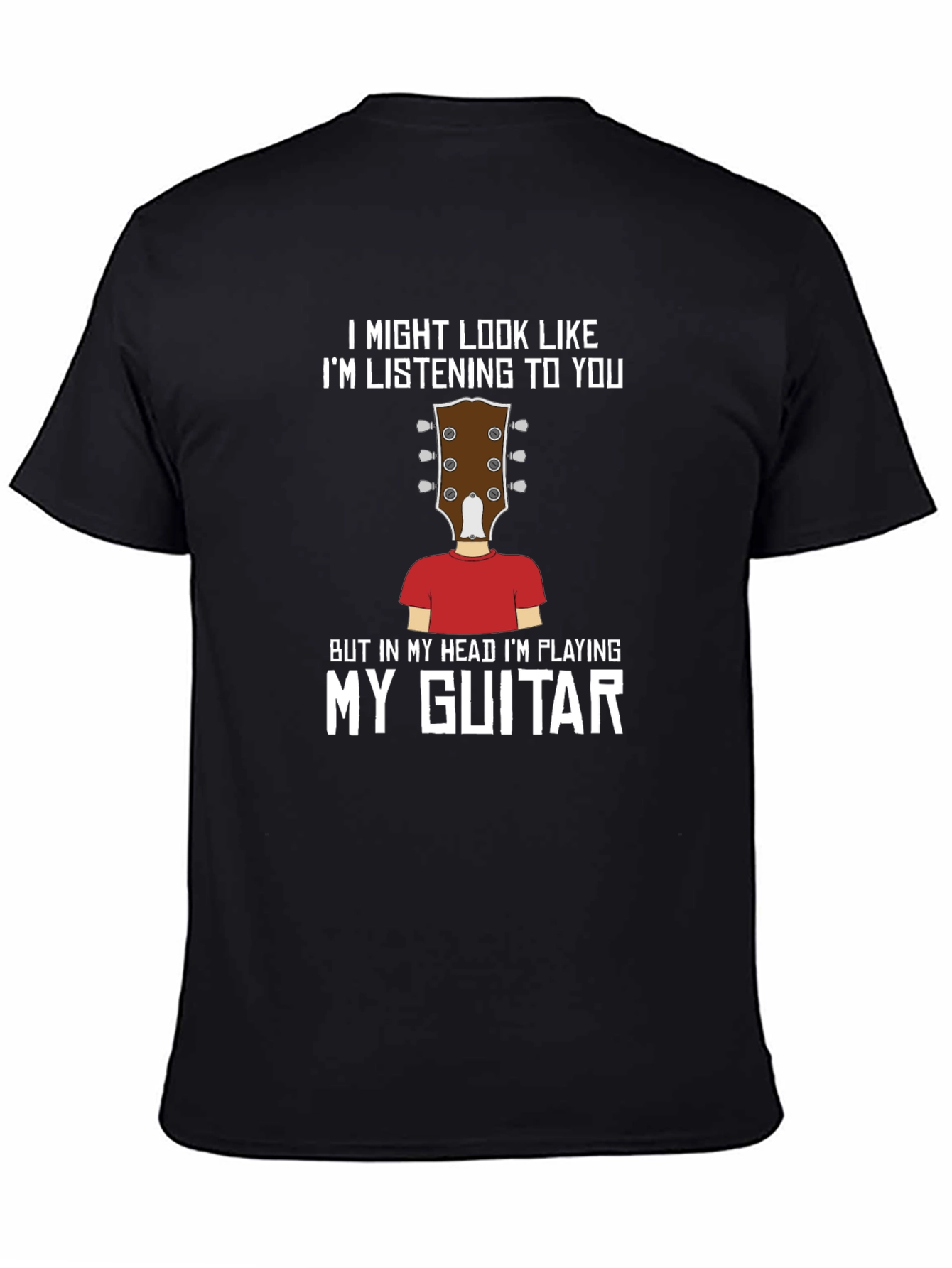 Black I'm Playing My Guitar Funny T-Shirt view 4