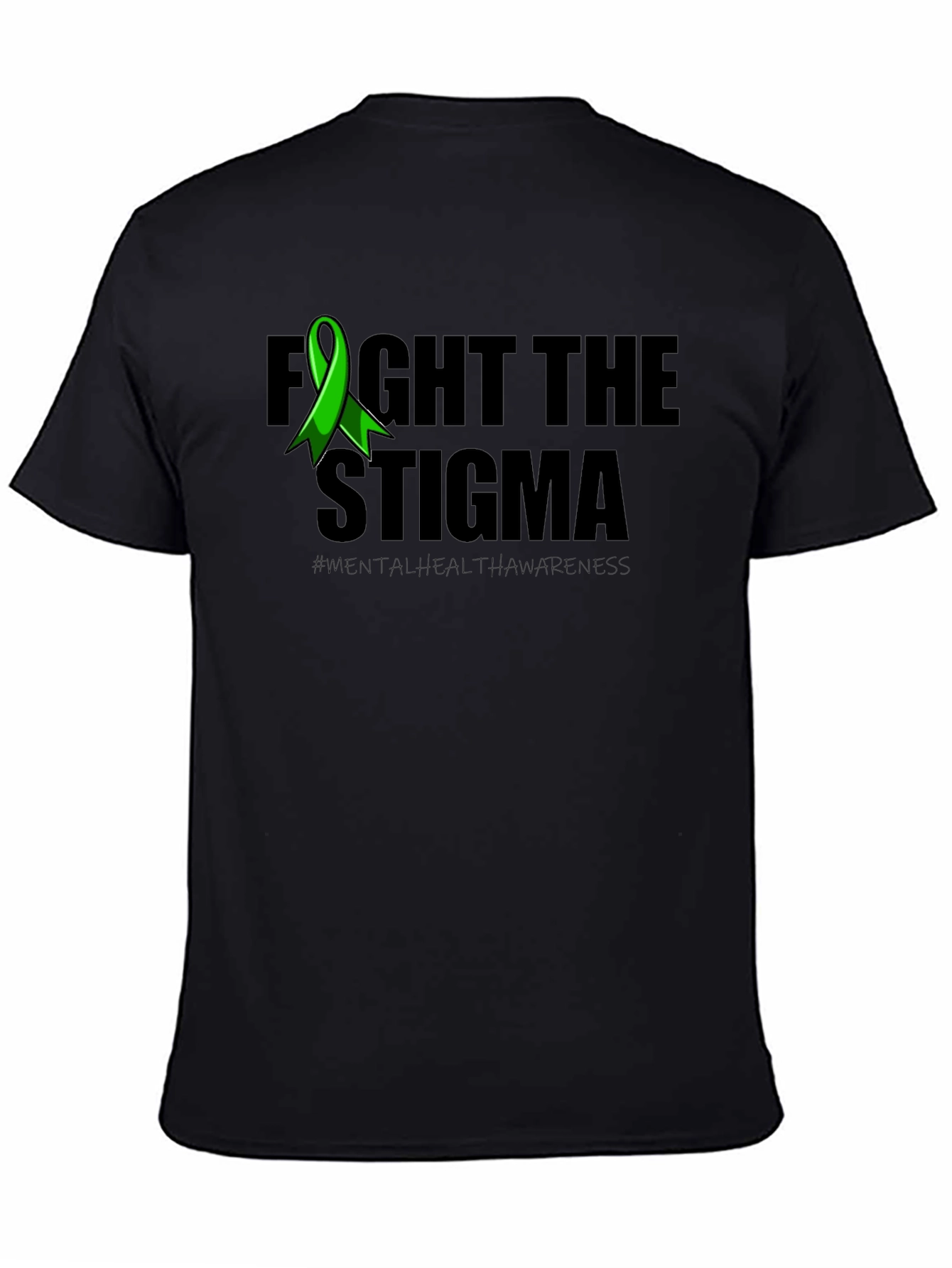Black Fight the Stigma Mental Health Awareness T-Shirt view 4