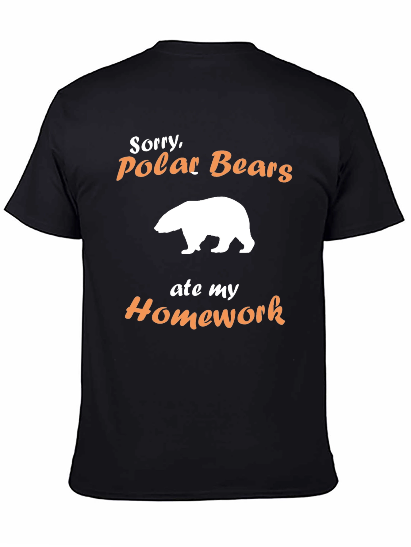 Black Funny Polar Bear Homework T-Shirt view 4