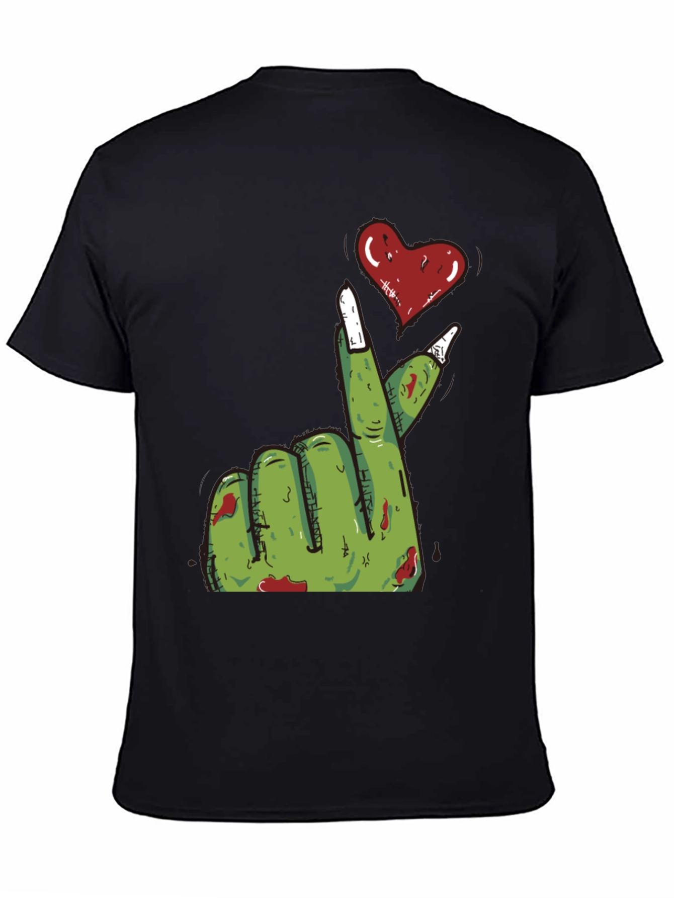 Black Zombie Love Hand T-Shirt - Black view 4