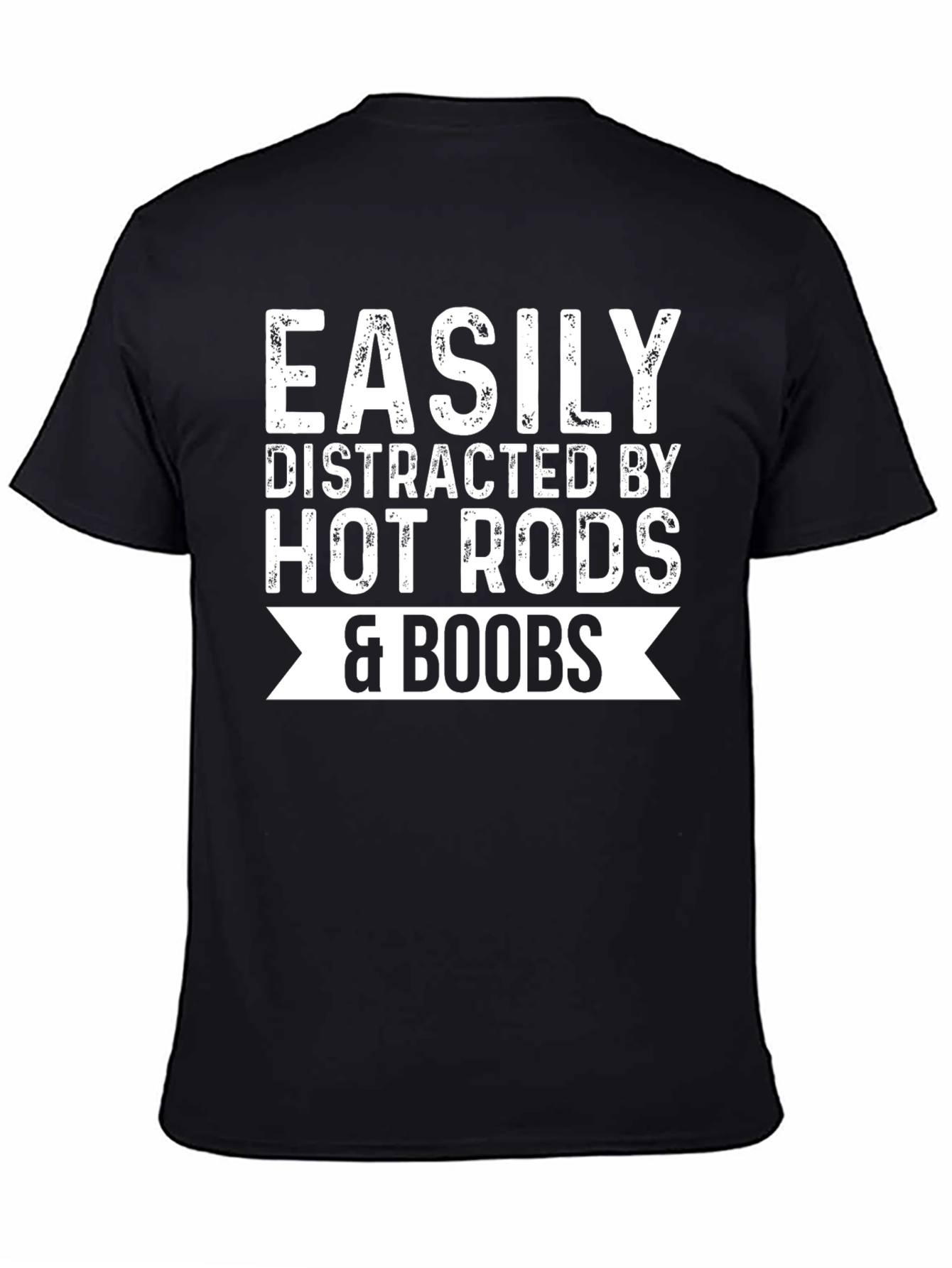 Black Easily Distracted Hot Rods & Boobs Graphic T-Shirt view 4