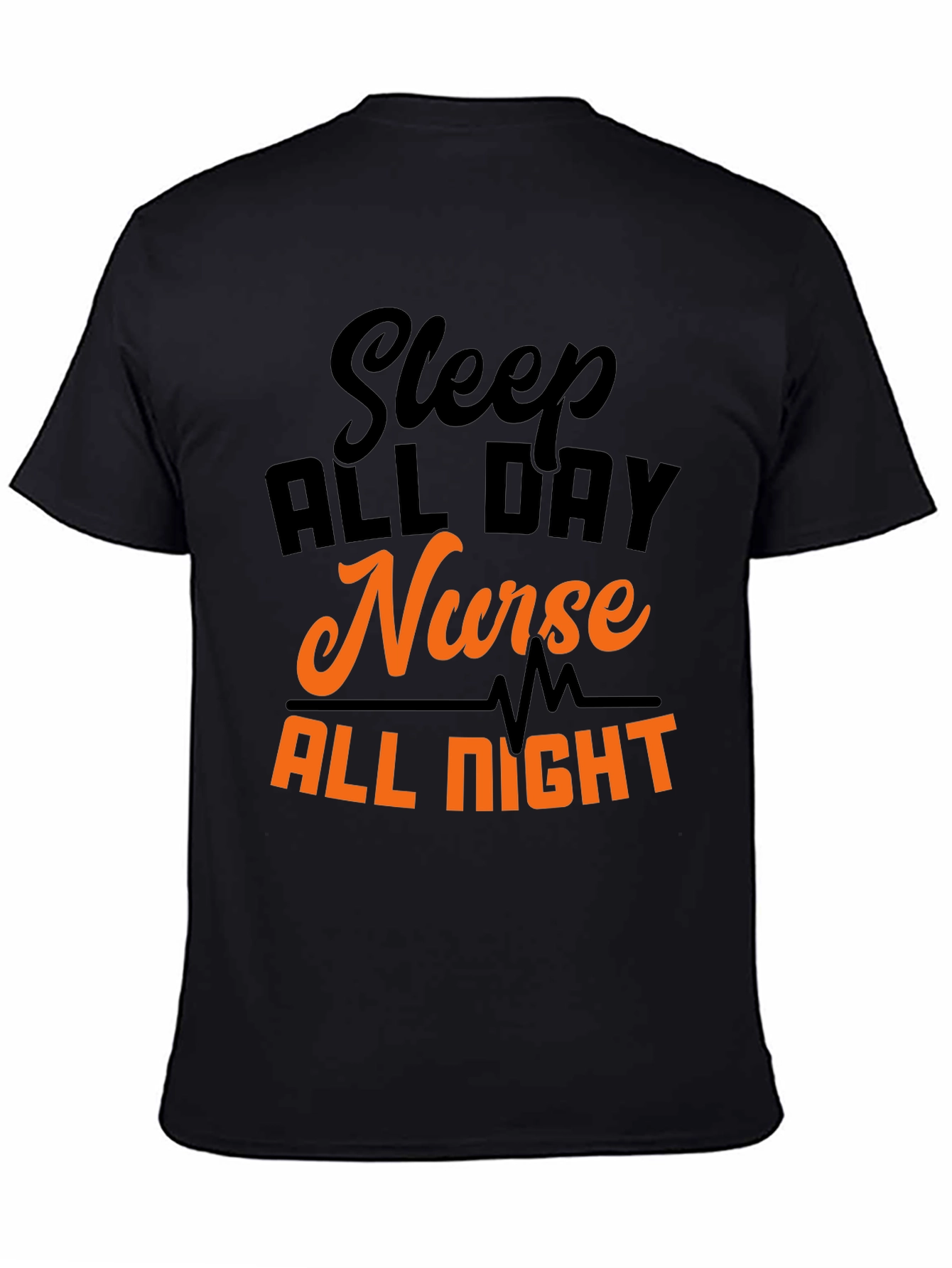Black Sleep All Day Nurse All Night T-Shirt view 4