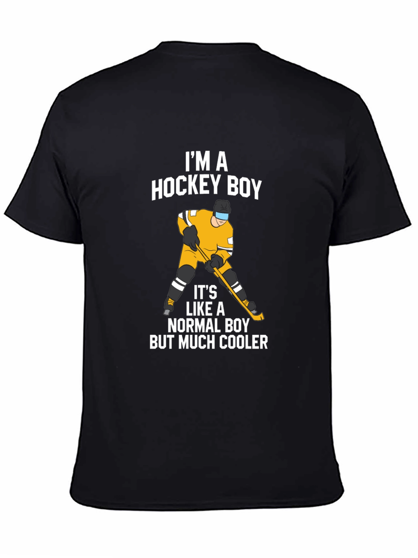 Black I'm A Hockey Boy T-Shirt - Black Cotton Tee view 4