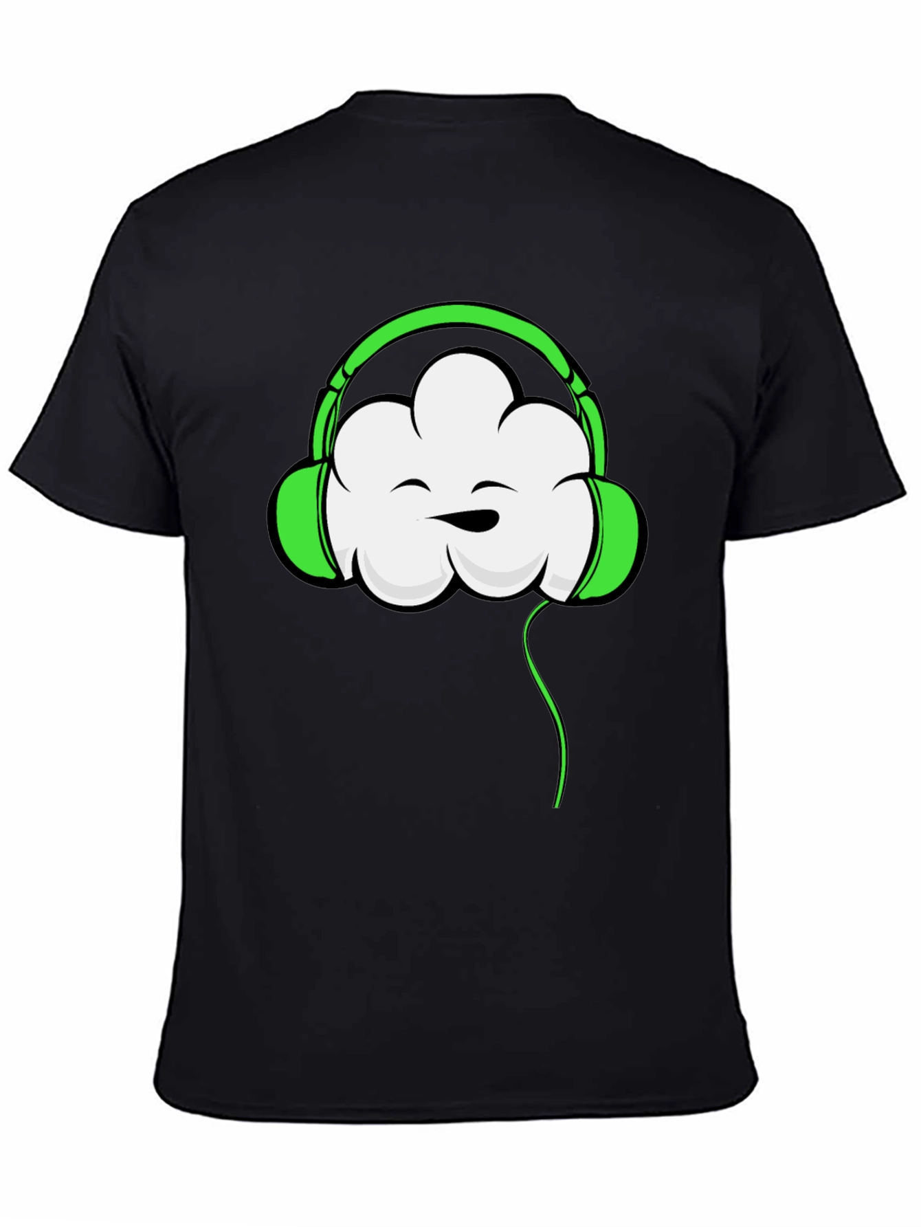 Black Funky Cloud Headphones Graphic T-Shirt view 4