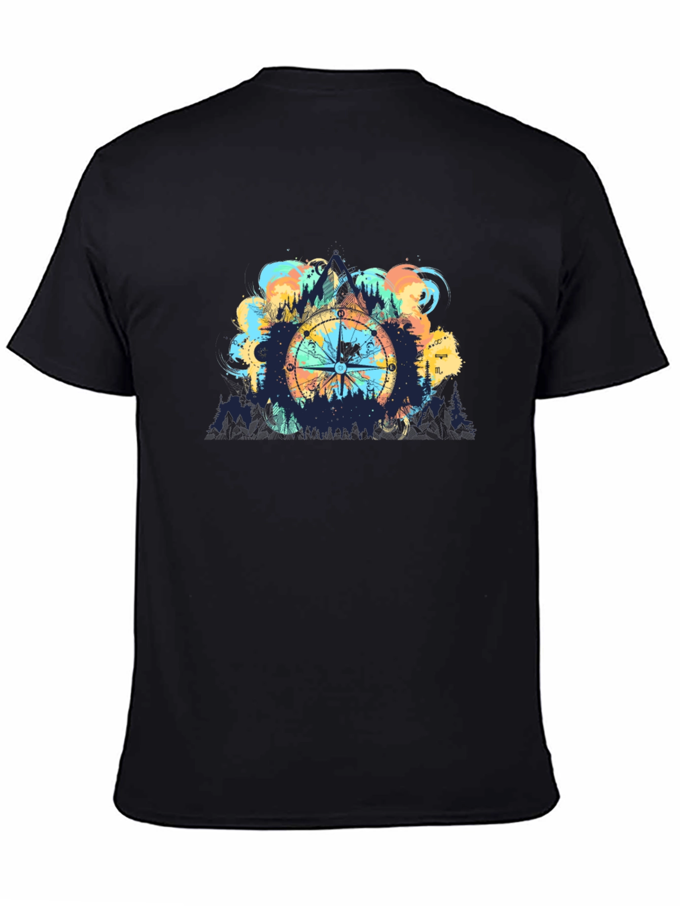 Black Adventure Compass Graphic Black T-Shirt view 4