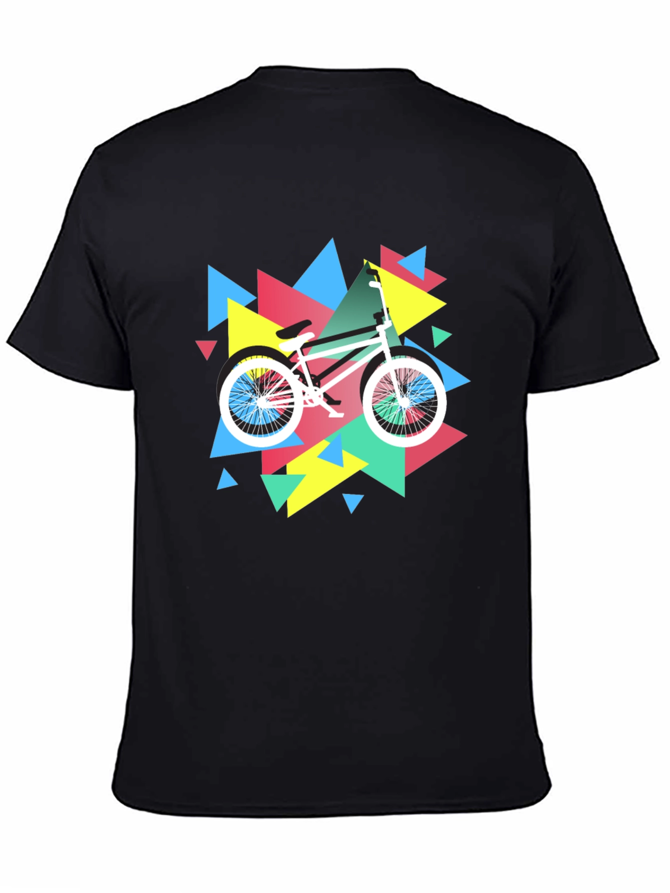 Black Retro Bike Graphic Tee - Black Cotton T-Shirt view 4