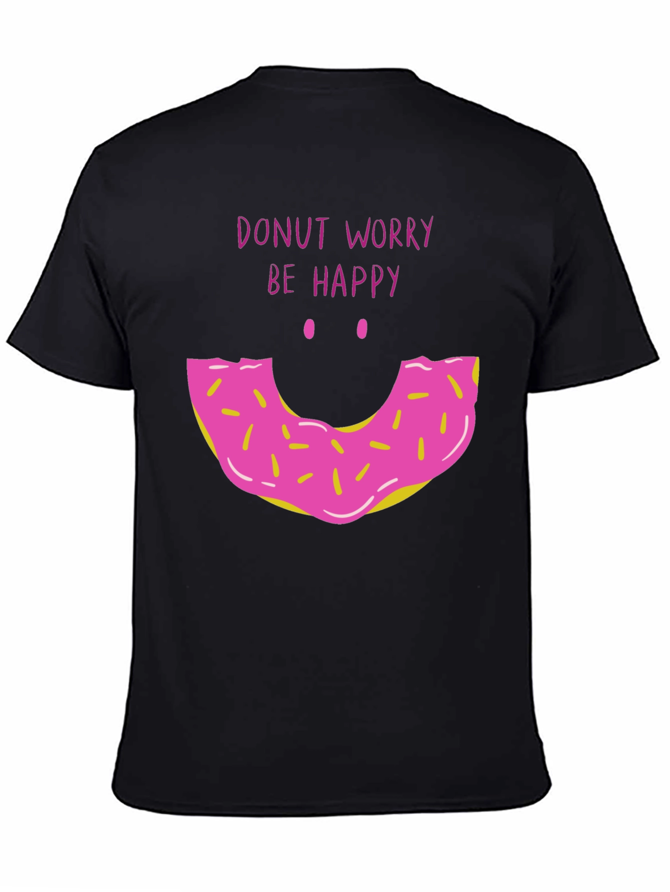 Black Donut Worry Be Happy Graphic T-Shirt view 4