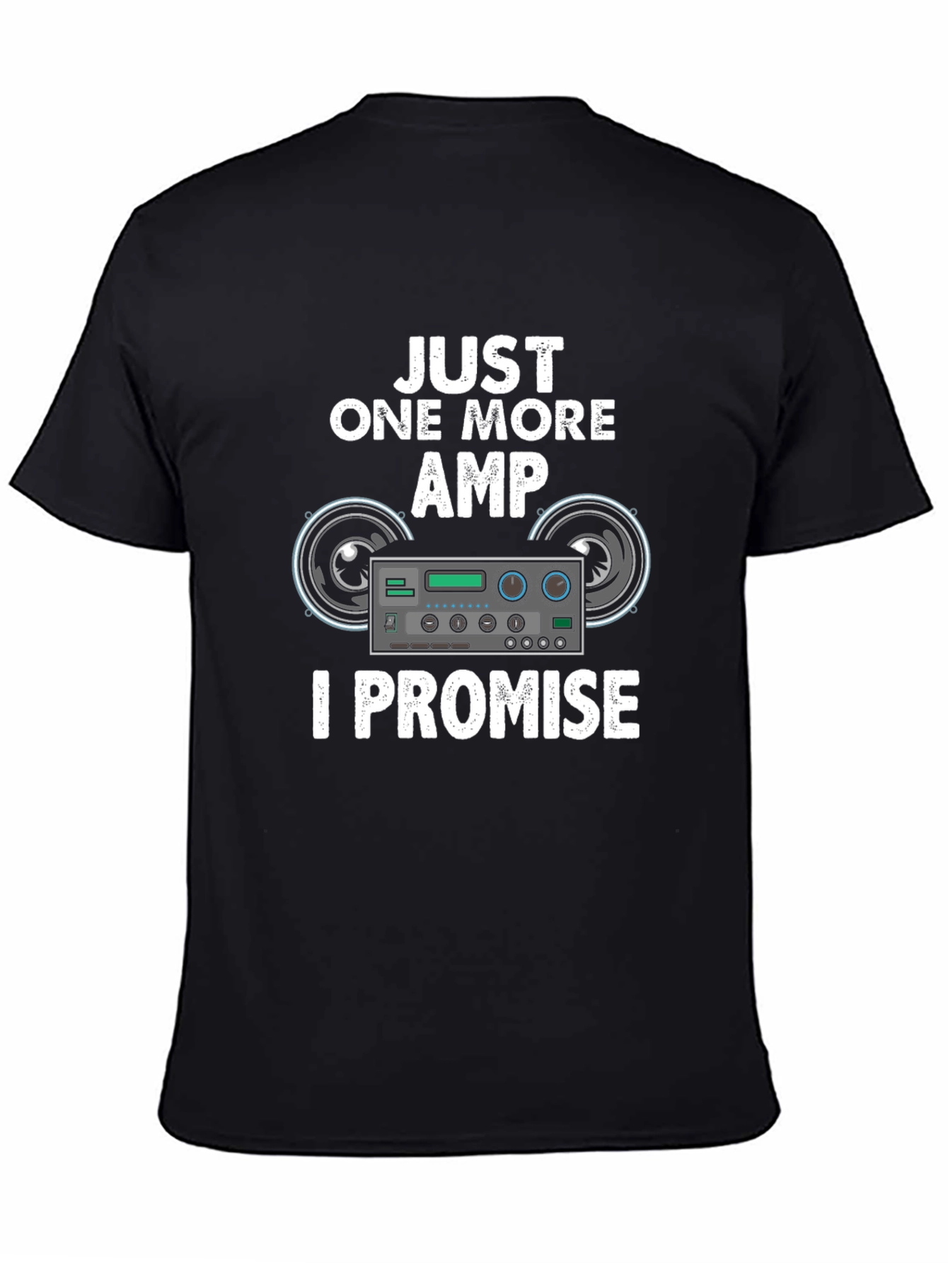Black Just One More Amp T-Shirt, Music Lover Tee view 4