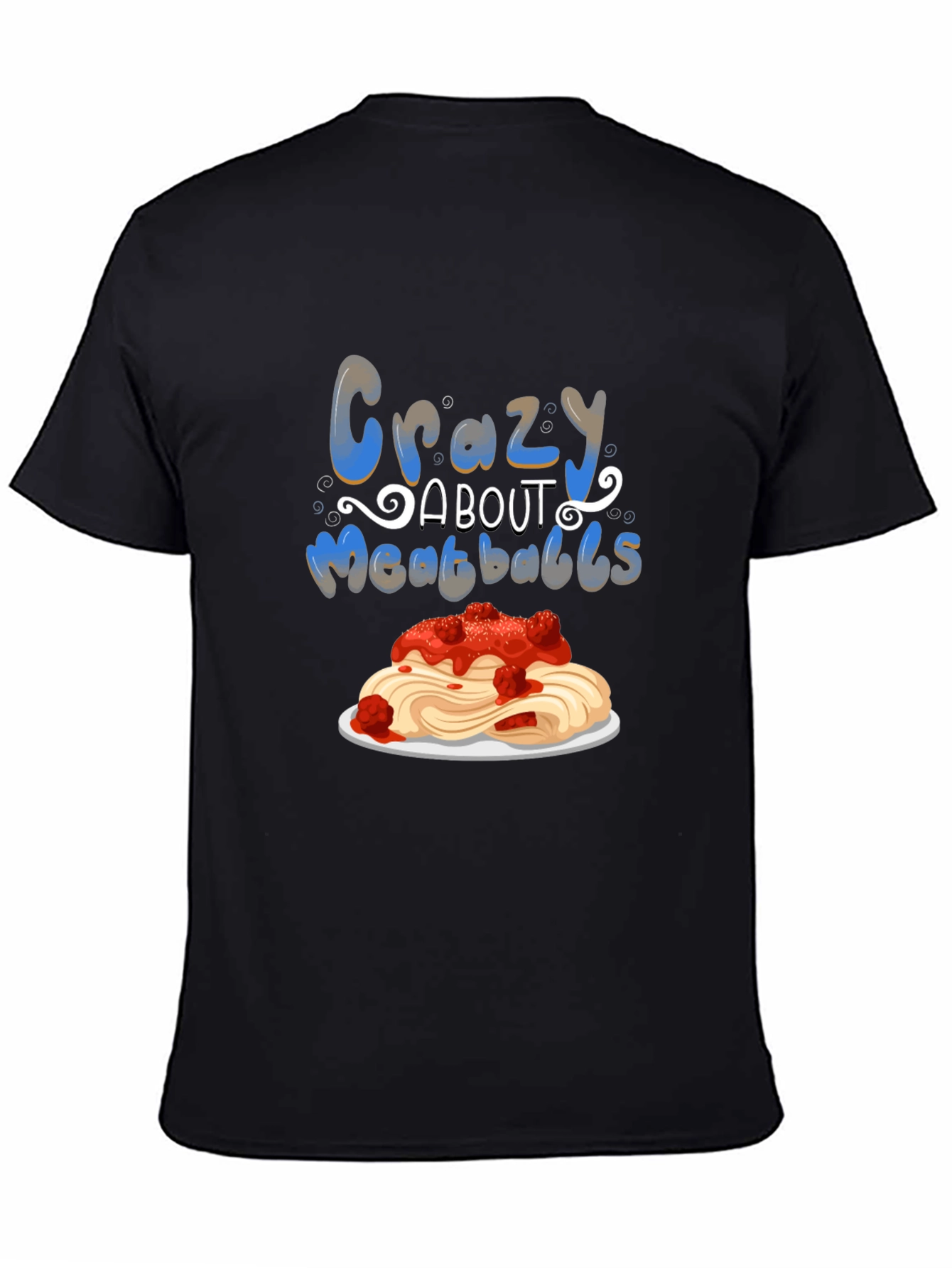 Black Crazy About Meatballs T-Shirt - Foodie Tee view 4