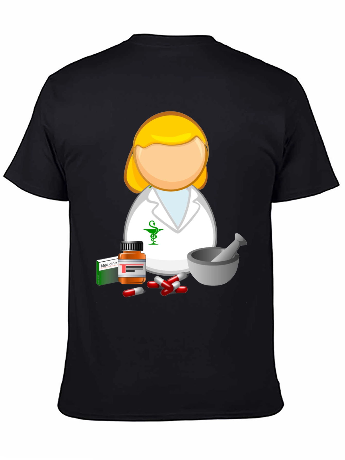 Black Pharmacist Cartoon T-Shirt - Medical Professional Style view 4
