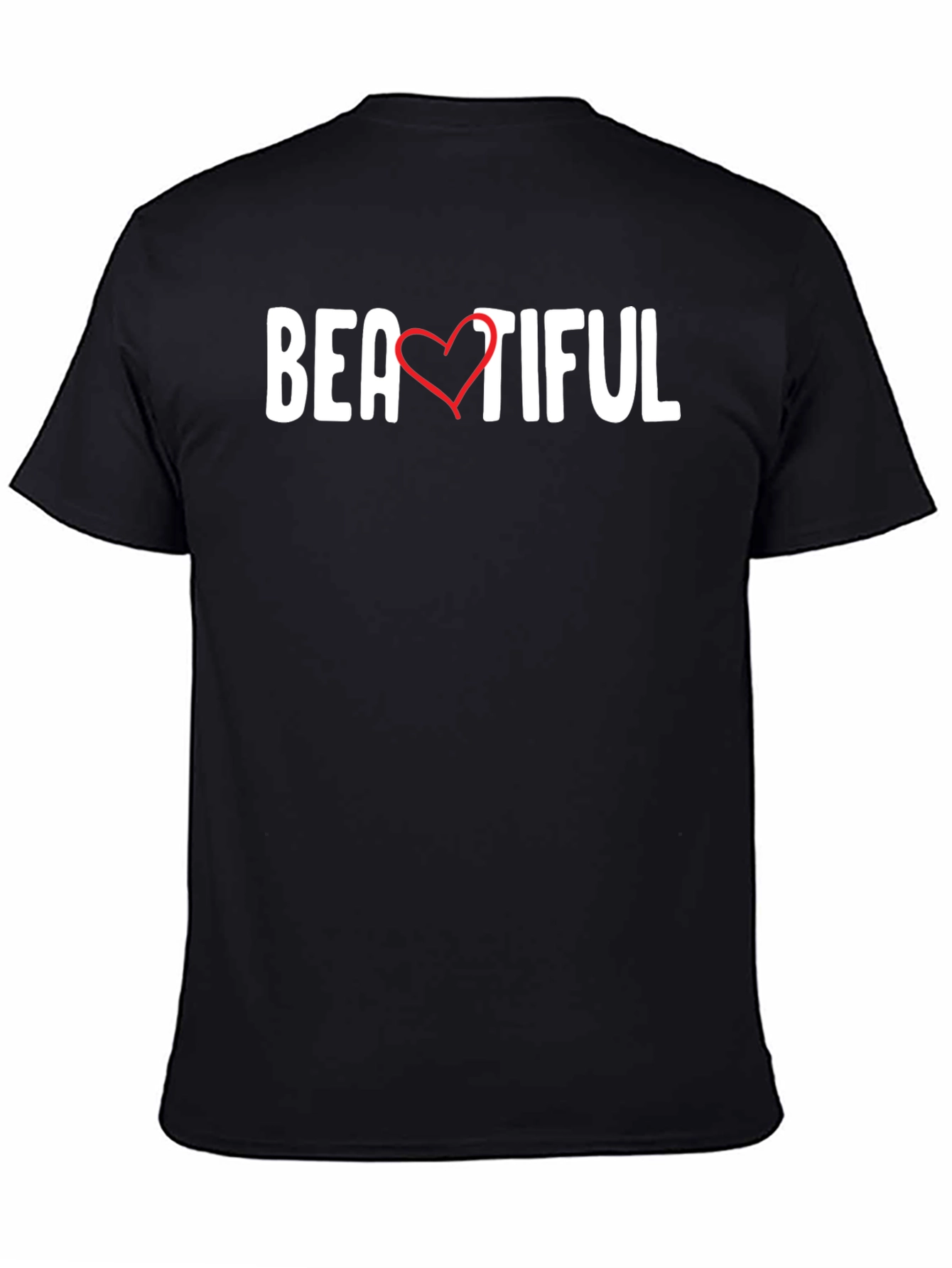 Black Beautiful Heart Graphic Tee - Black Unisex T-Shirt view 4