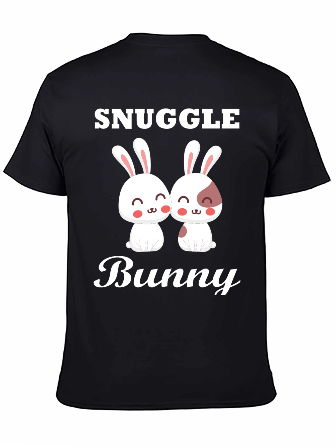 Black Snuggle Bunny Graphic Tee - Cute Couple Rabbits view 4