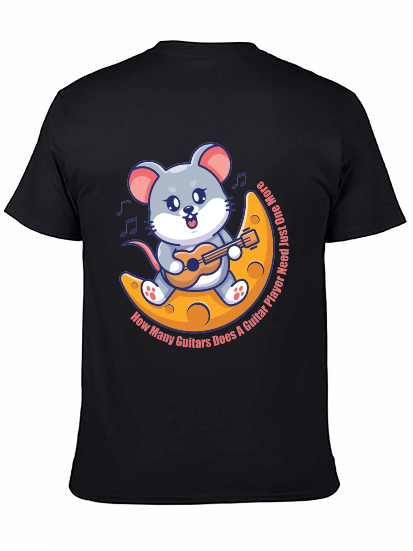 Black Mouse Guitarist T-Shirt - Musician Cartoon Tee view 4