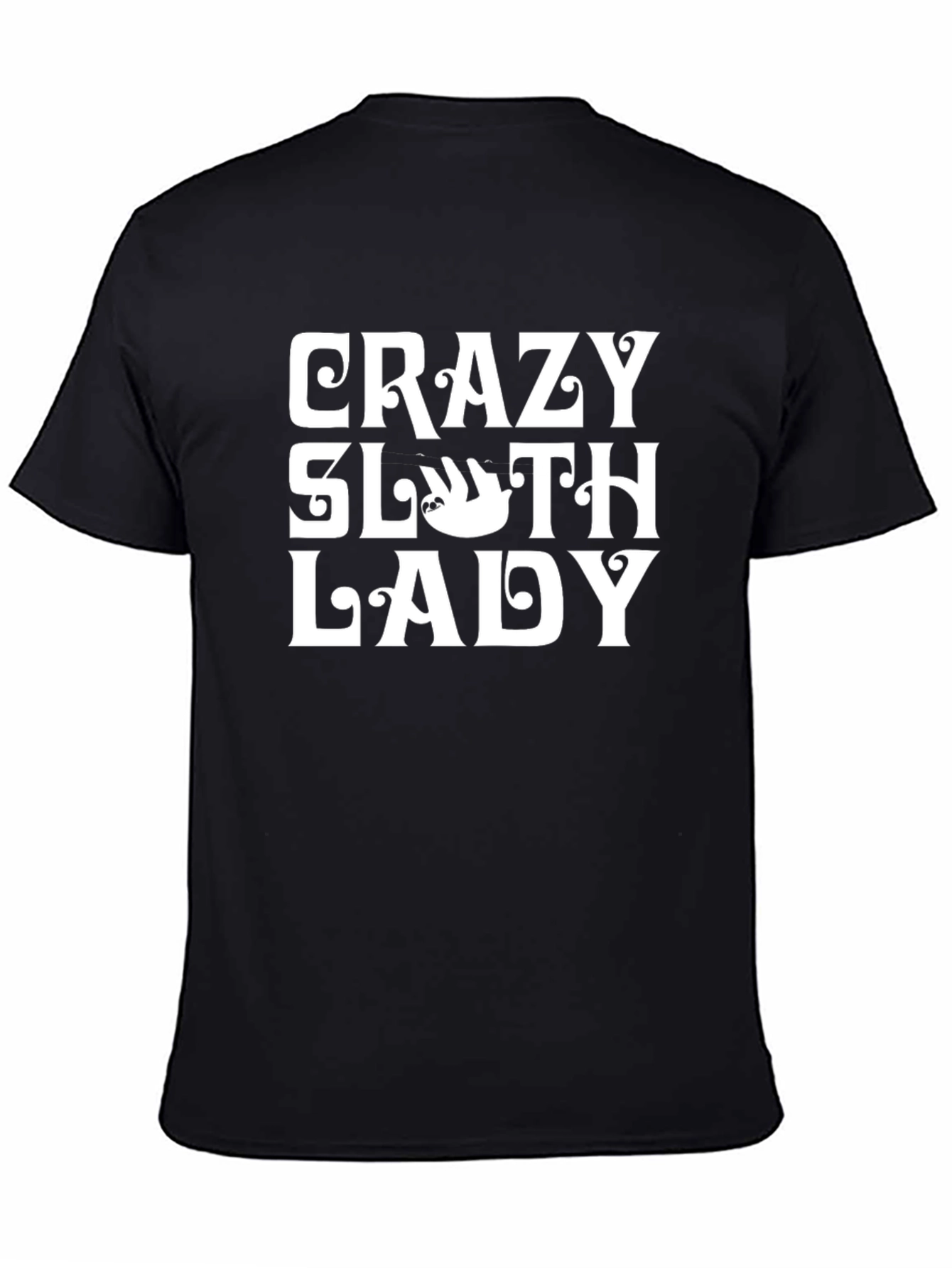 Black Crazy Sloth Lady T-Shirt - Black view 4