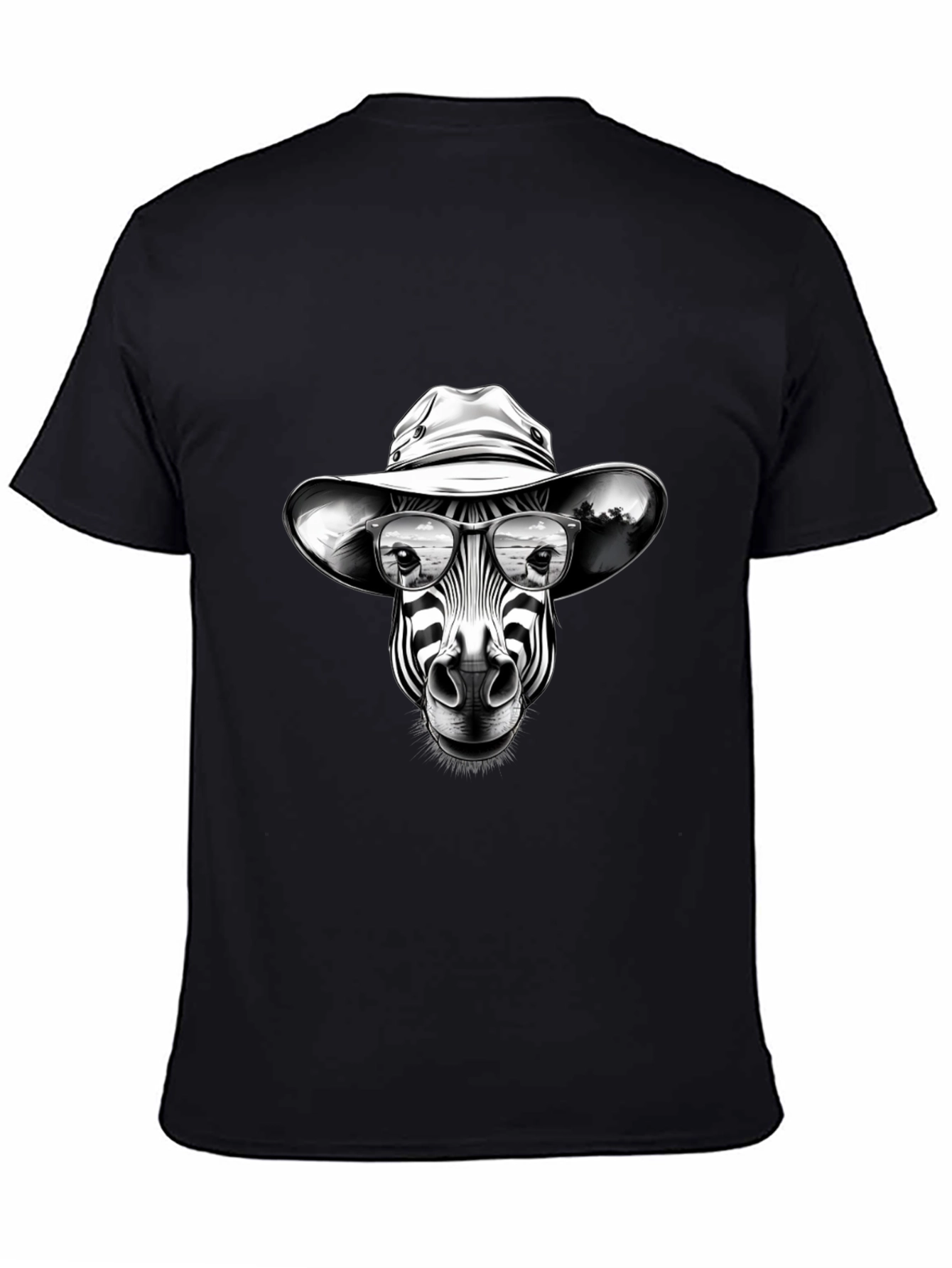 Black Zebra Cowboy Graphic Tee - Black Cotton T-Shirt view 4