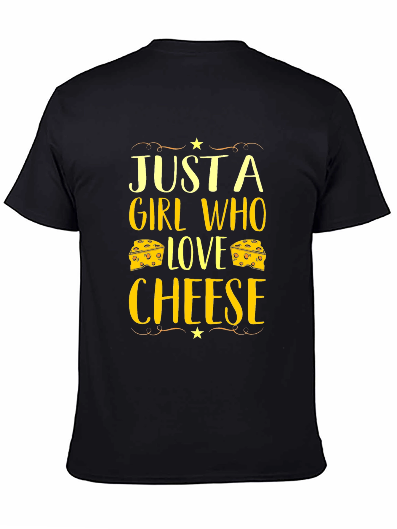 Black Just a Girl Who Loves Cheese Graphic T-Shirt view 4