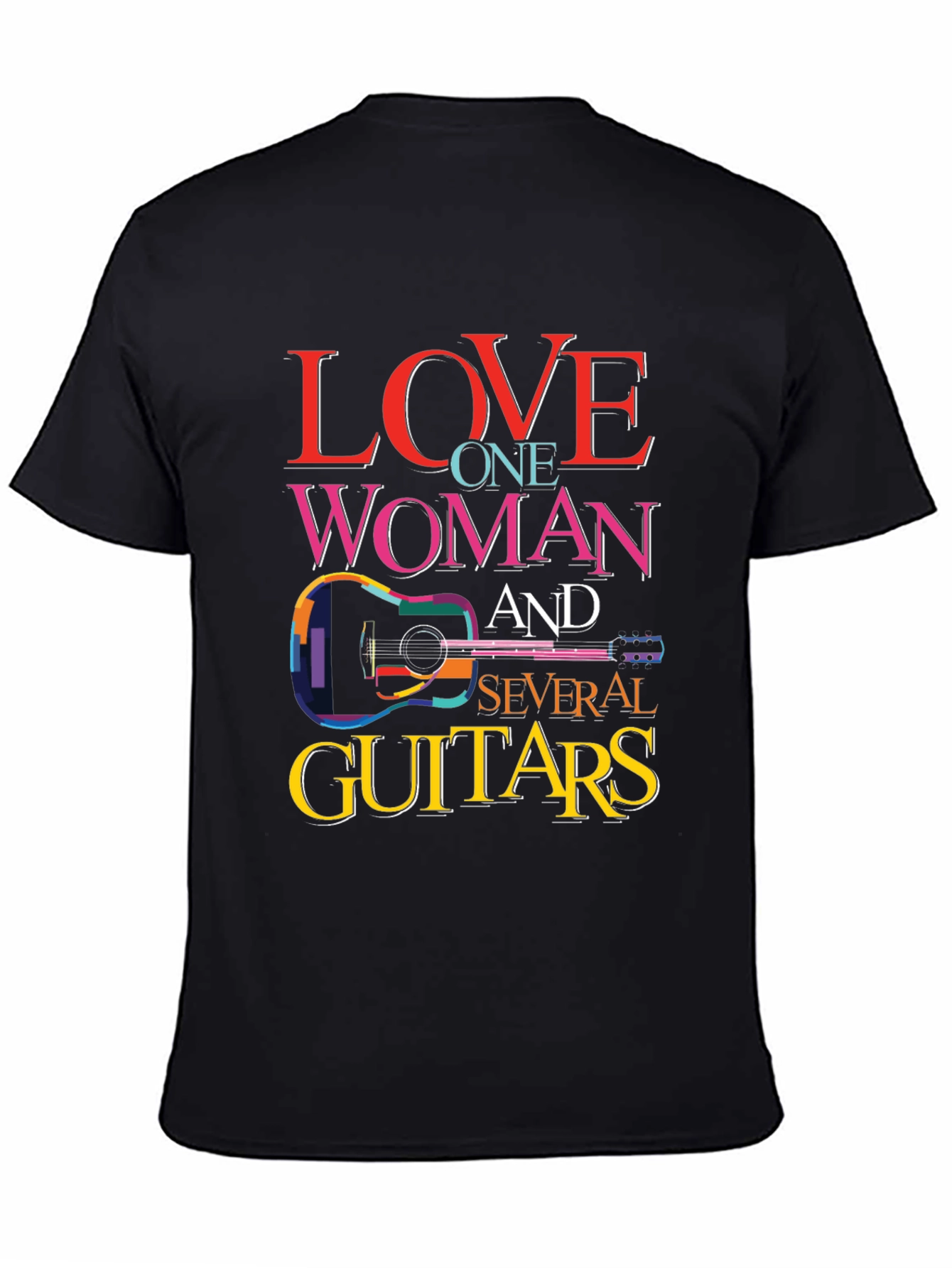 Black Love One Woman and Several Guitars Graphic T-Shirt view 4