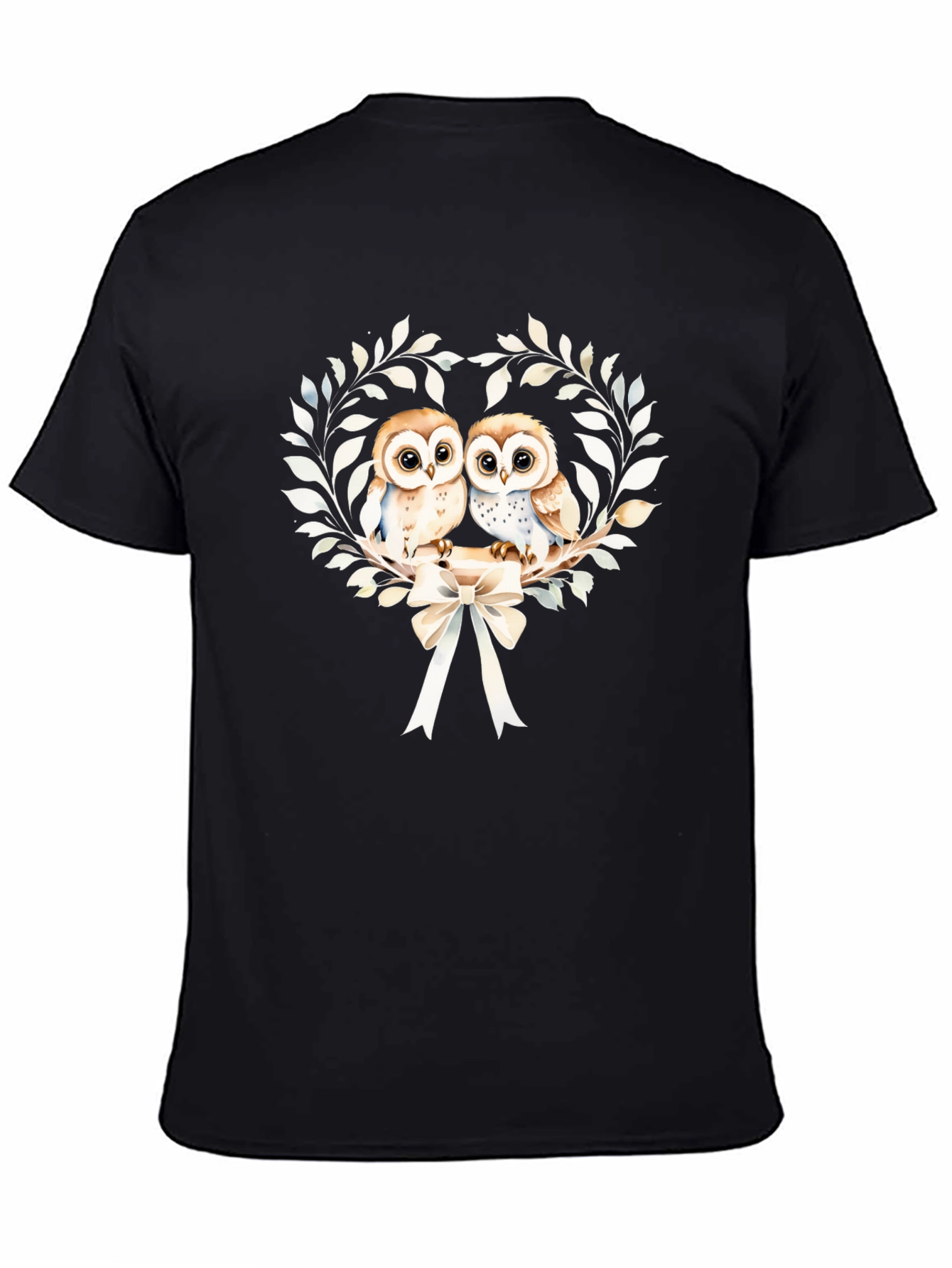Black Owl Couple Graphic Tee view 4