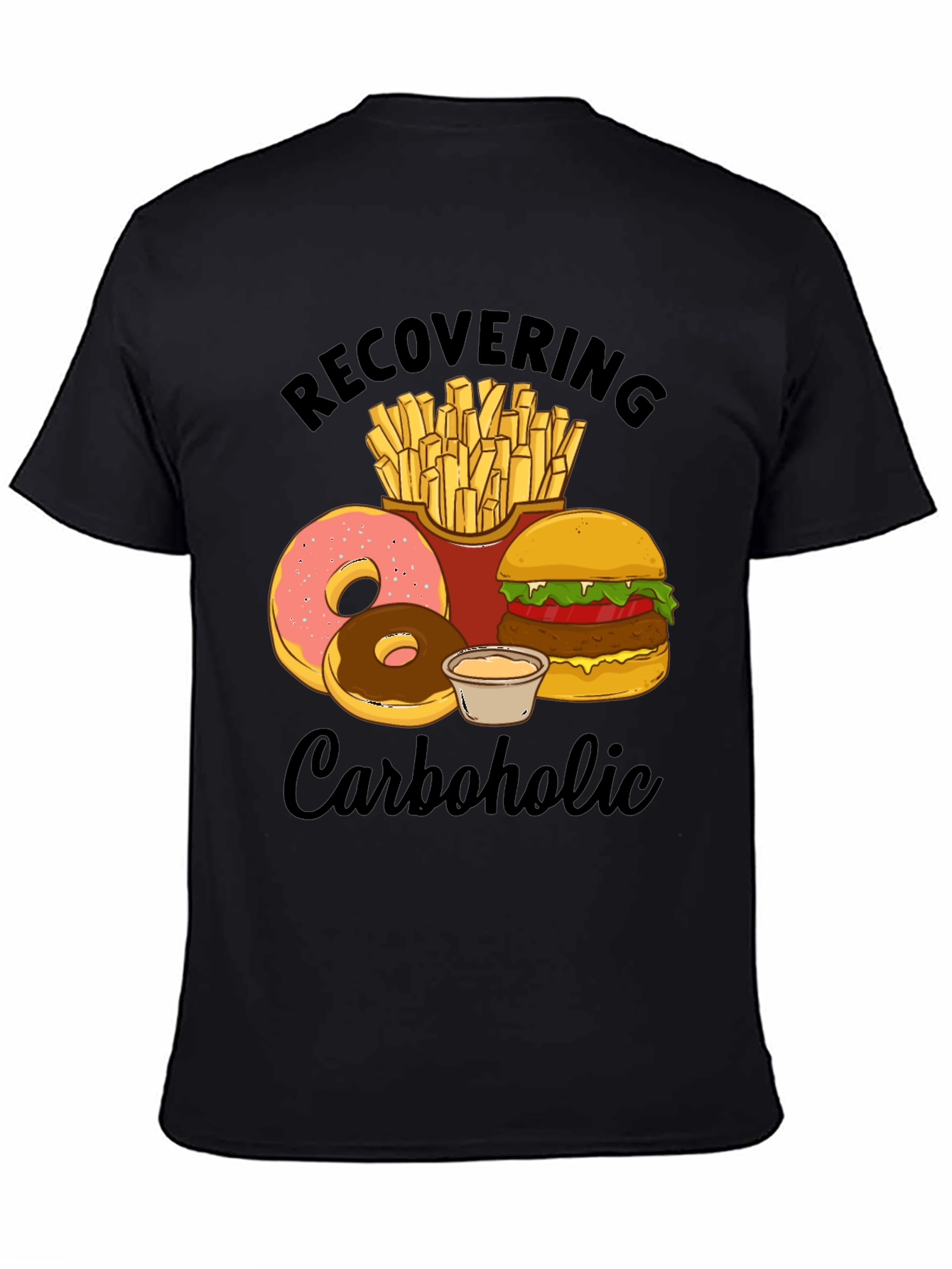 Black Recovering Carboholic Graphic T-Shirt view 4