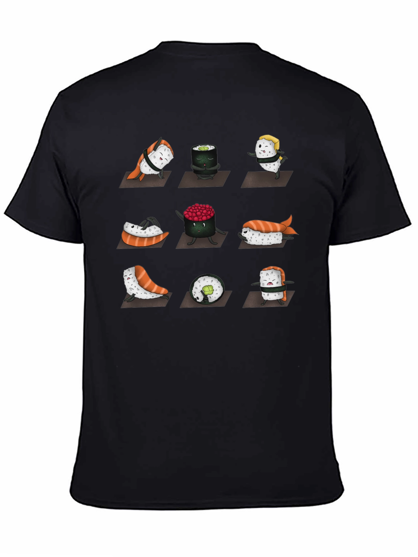 Black Sushi Yoga T-Shirt - Funny Foodie Tee view 4