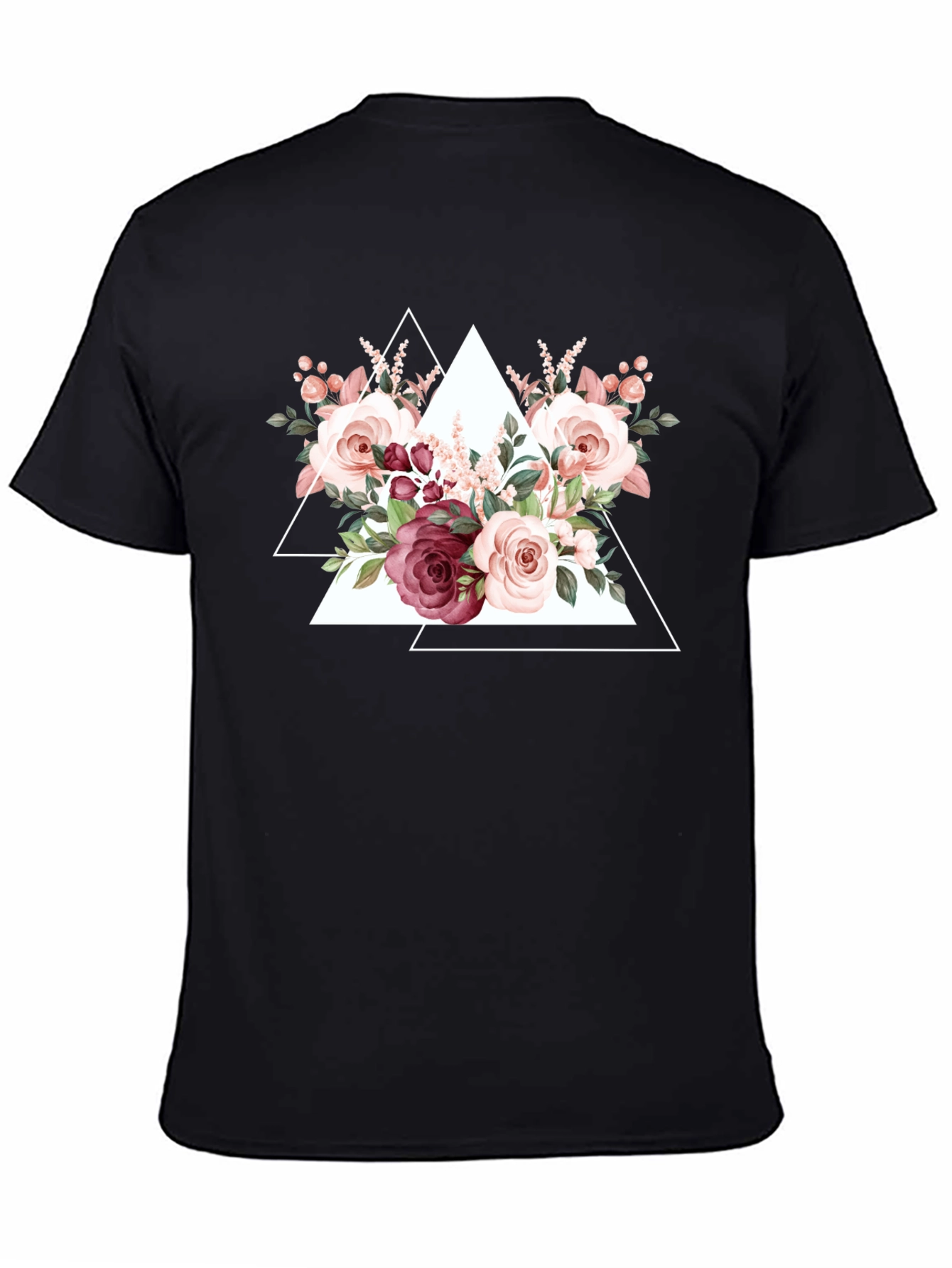 Black Floral Triangle Graphic Tee - Black view 4