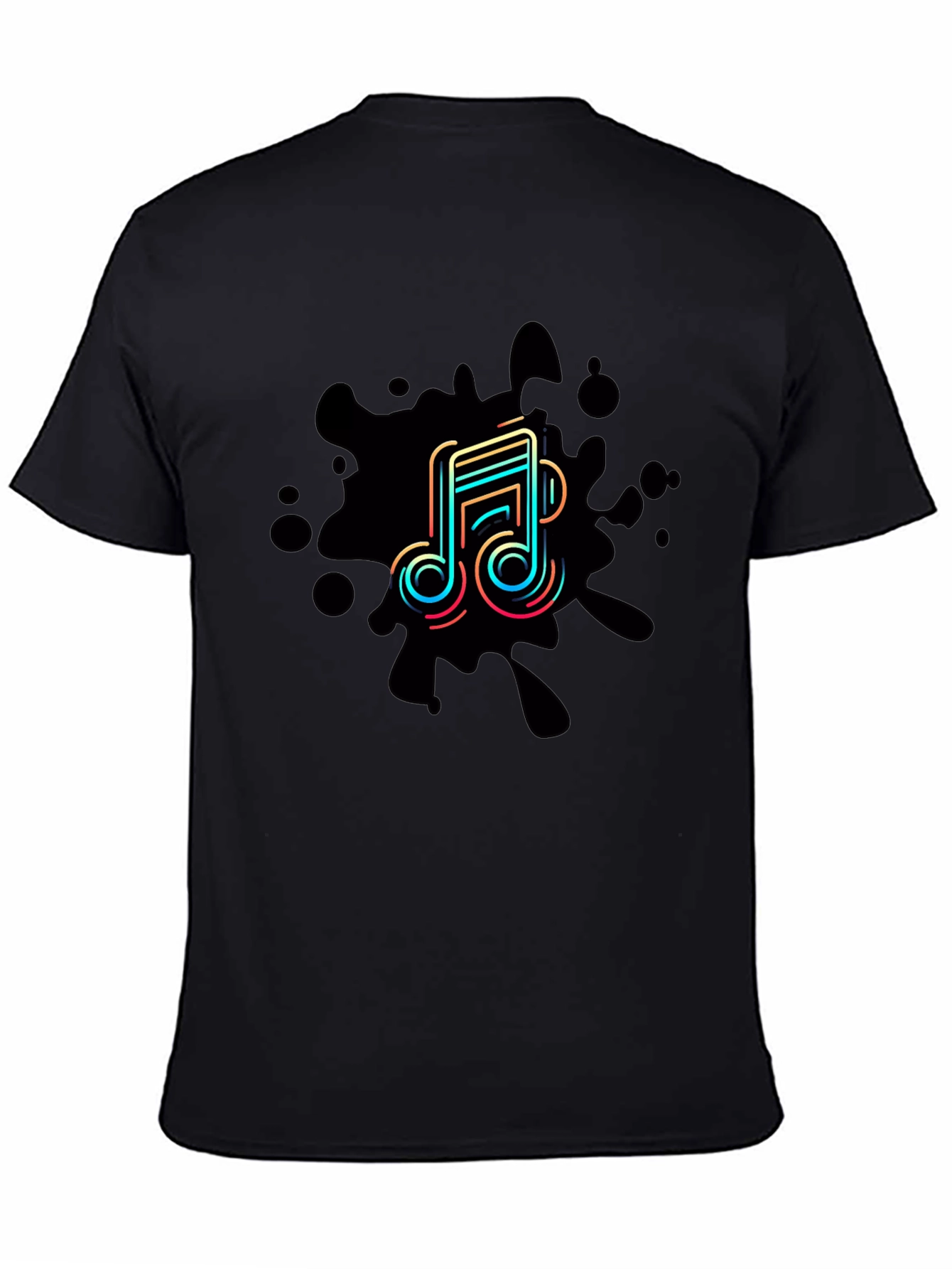 Black Trendy Music Note Graphic Black T-Shirt view 4
