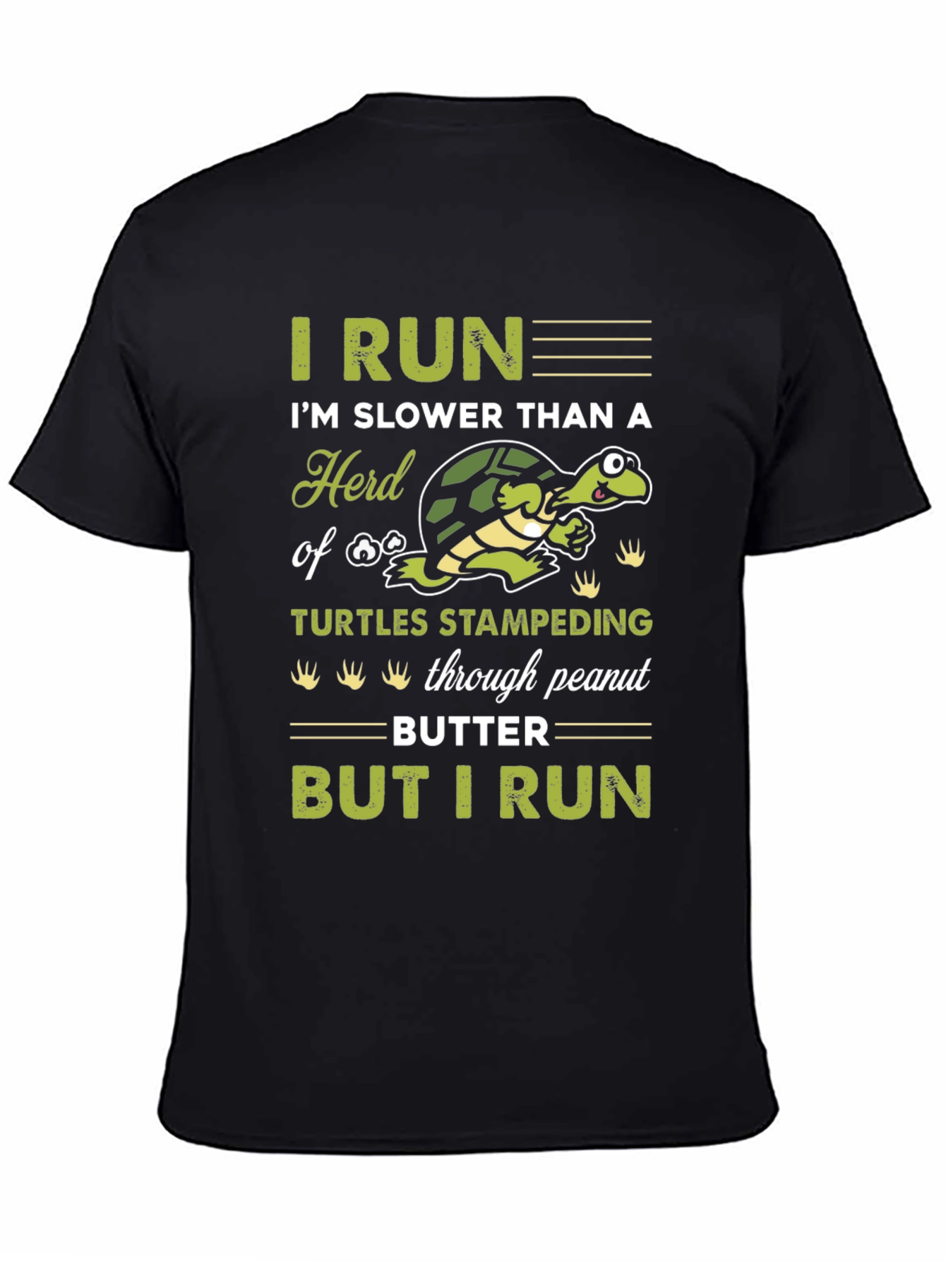 Black Funny Turtle Running Graphic T-Shirt view 4