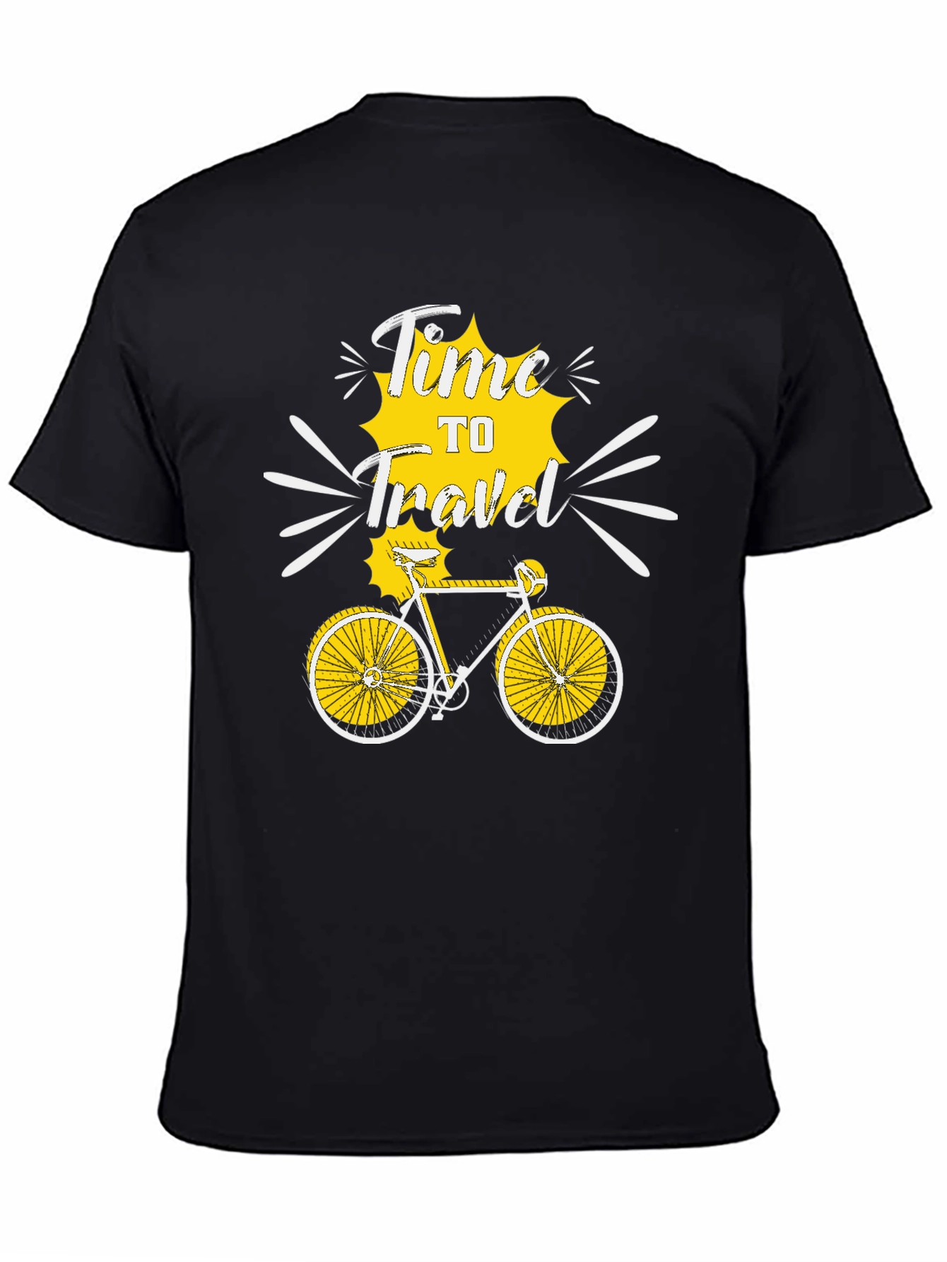 Black Time to Travel Bicycle Graphic Tee - Black Cotton T-Shirt view 4