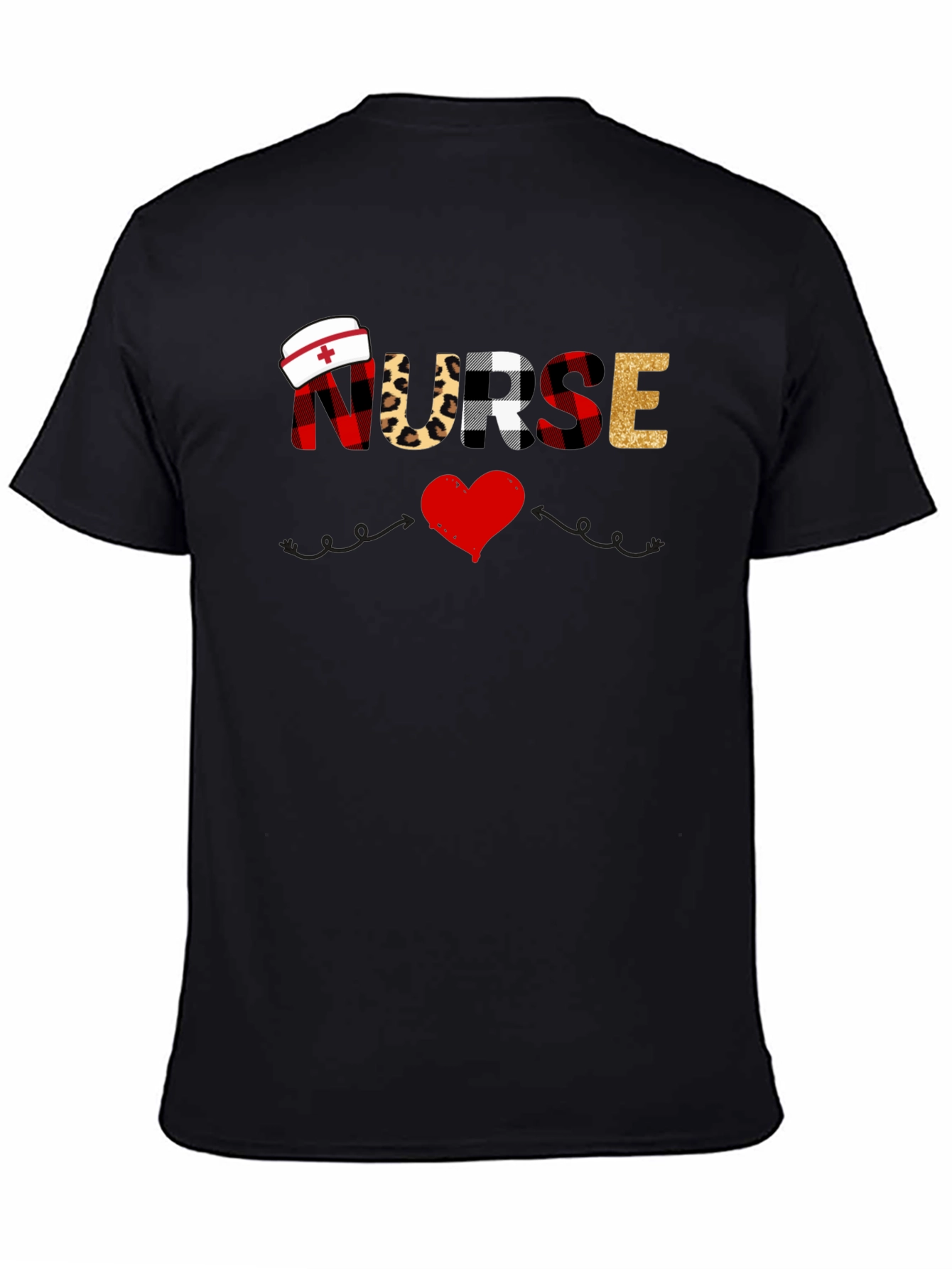 Black Nurse Themed Graphic T-Shirt view 4